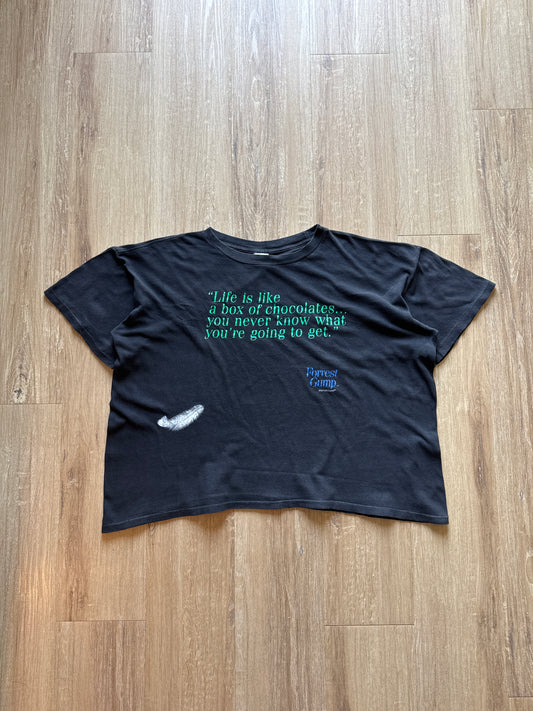 Vintage 90s Stanley Desantis Forest Gump Life Is Like A Box Of Chocolates Boxy Cropped Tee