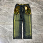 Y2K Camo Green Tint Denim Jeans
