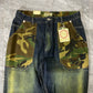 Y2K Camo Green Tint Denim Jeans