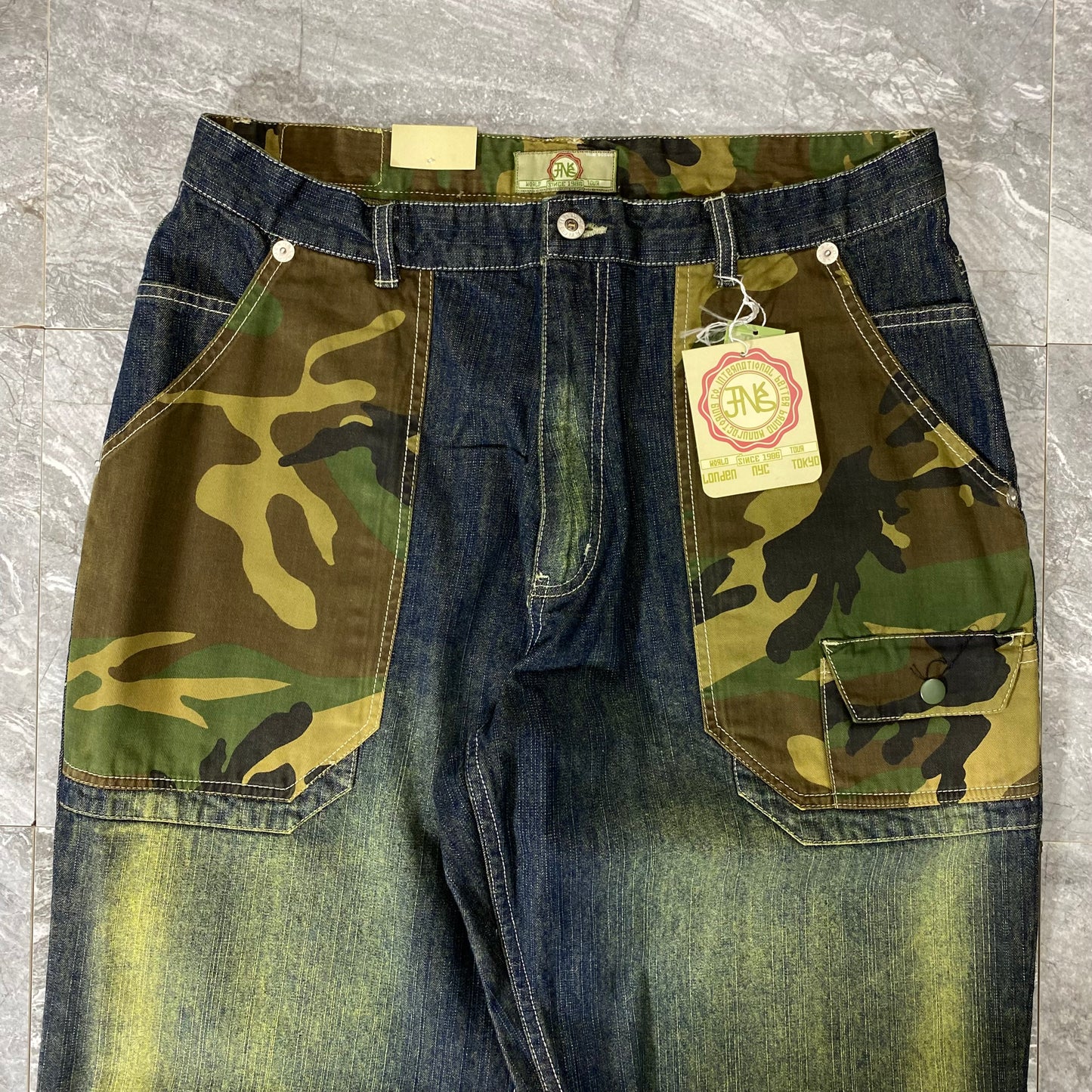Y2K Camo Green Tint Denim Jeans