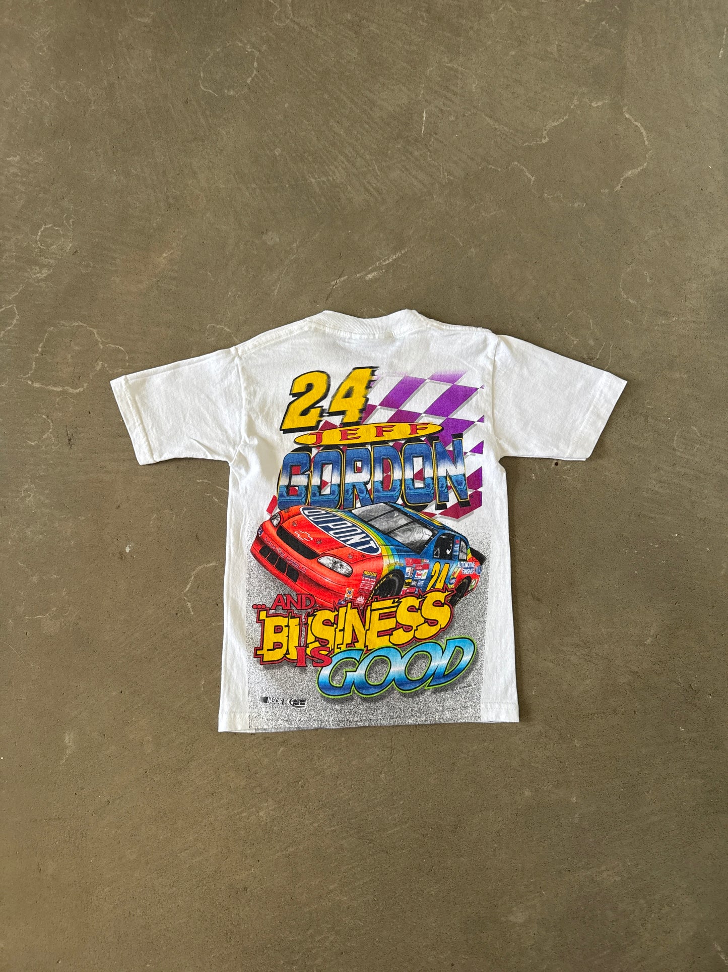 Vintage 1991 Youth Nascar Jeff Gordon Winning Is His Business All Over Print Tee