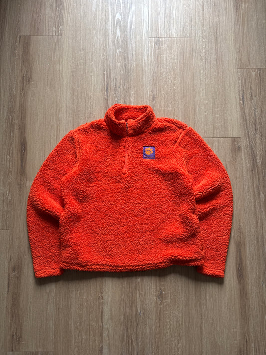 Knights Apparel Women’s University Of Clemson Tigers Cropped Sherpa Quarter Zip Pullover