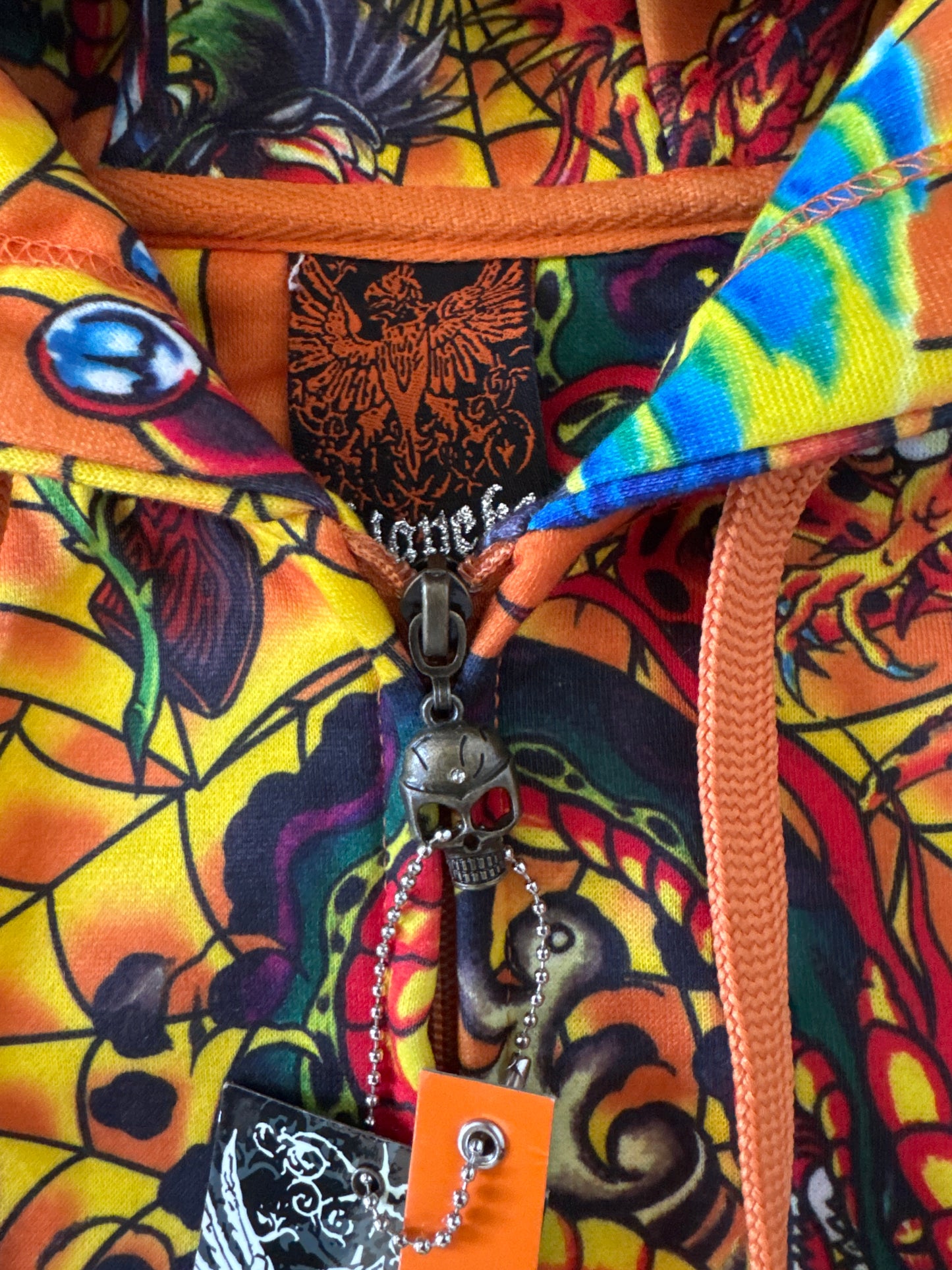 Vintage Y2K Ablanche Skull Artistry All Over Print Hooded Zip Up