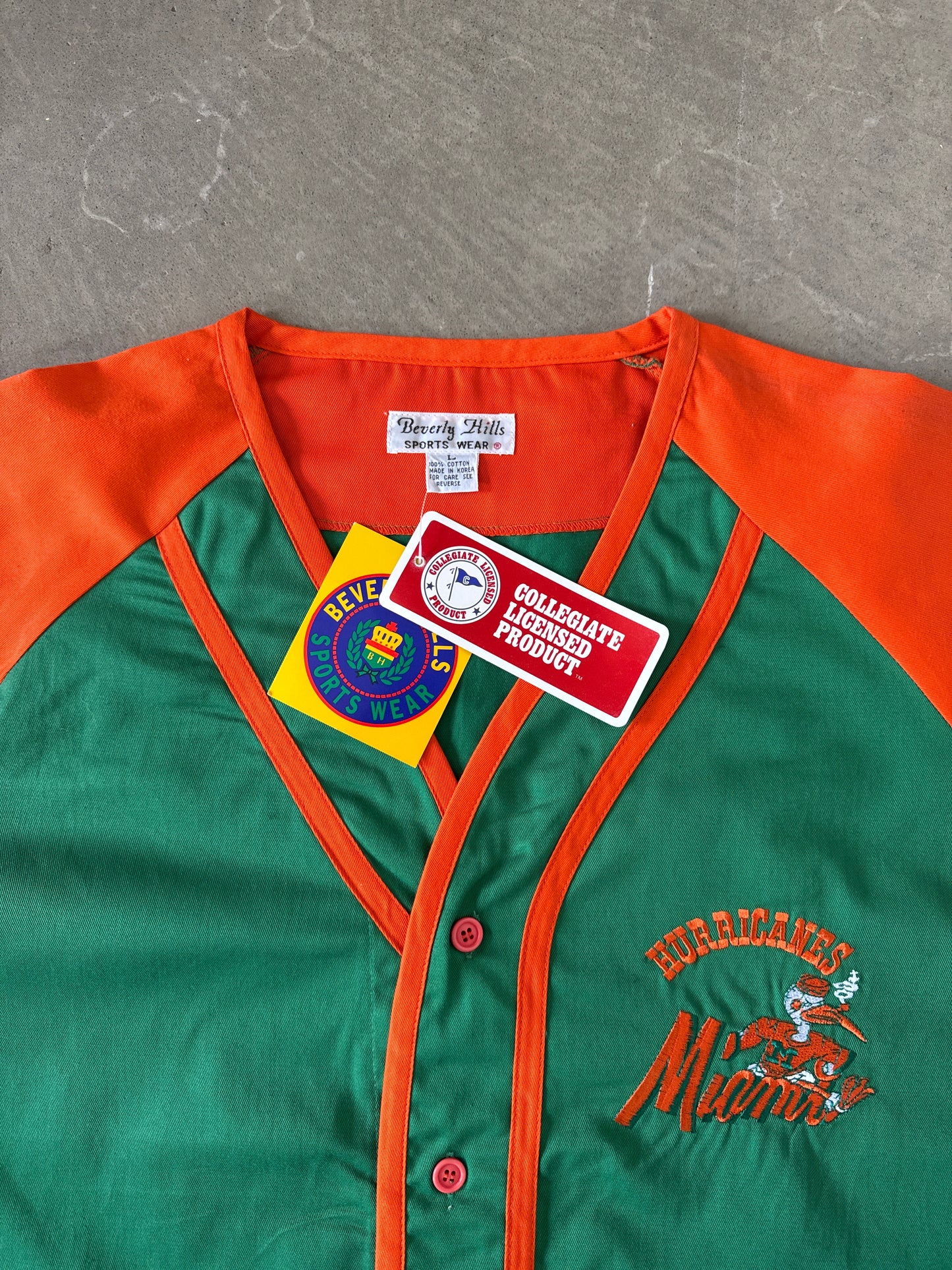 Vintage Collegiate Sportwear University Of Miami Hurricanes Baseball Jersey