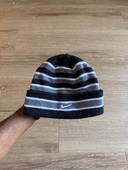 Vintage Nike Striped Logo Beanie Hat