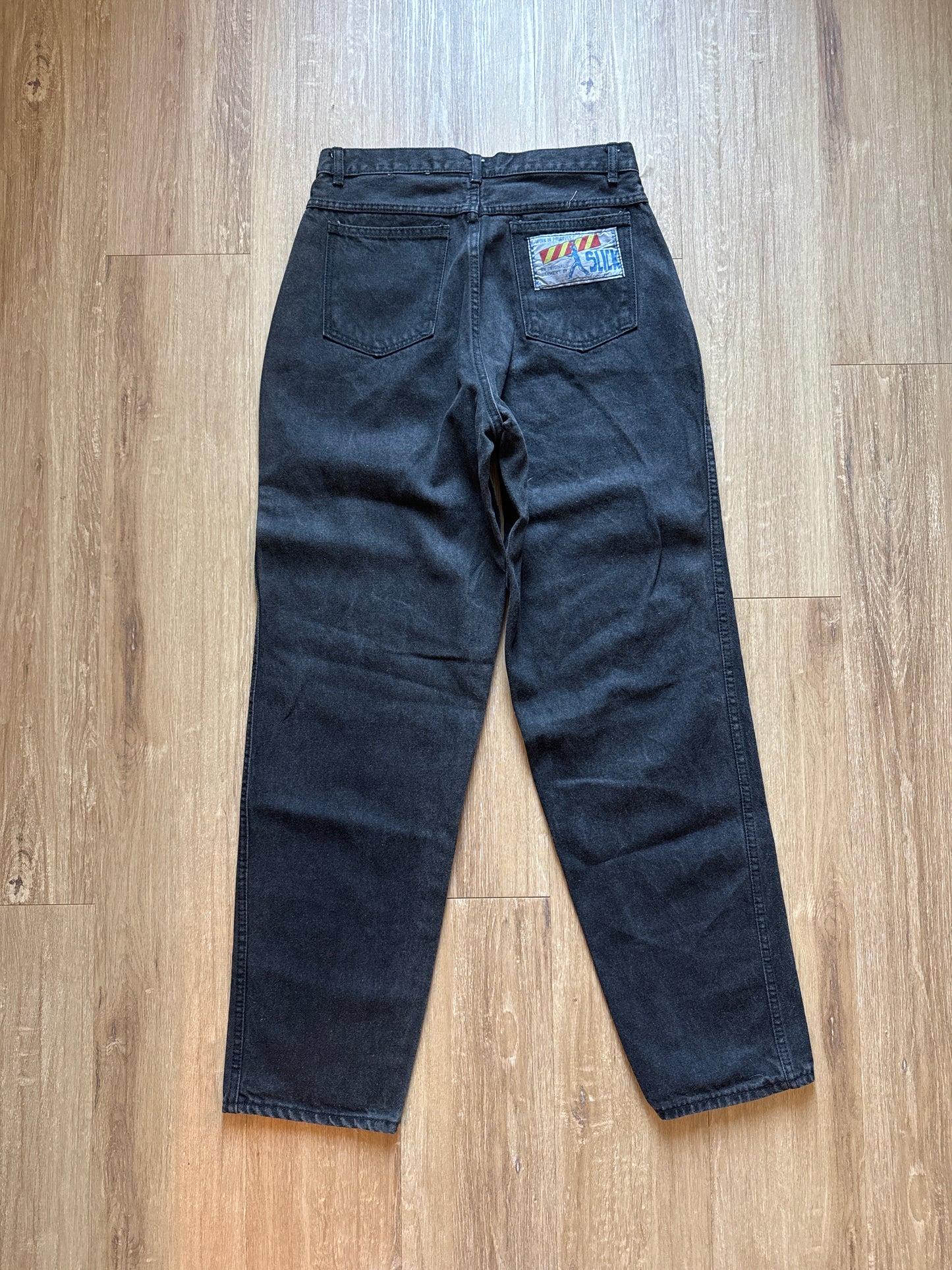 Vintage Slick Work In Progress Embroidered Patchwork Faded Black Denim Jeans