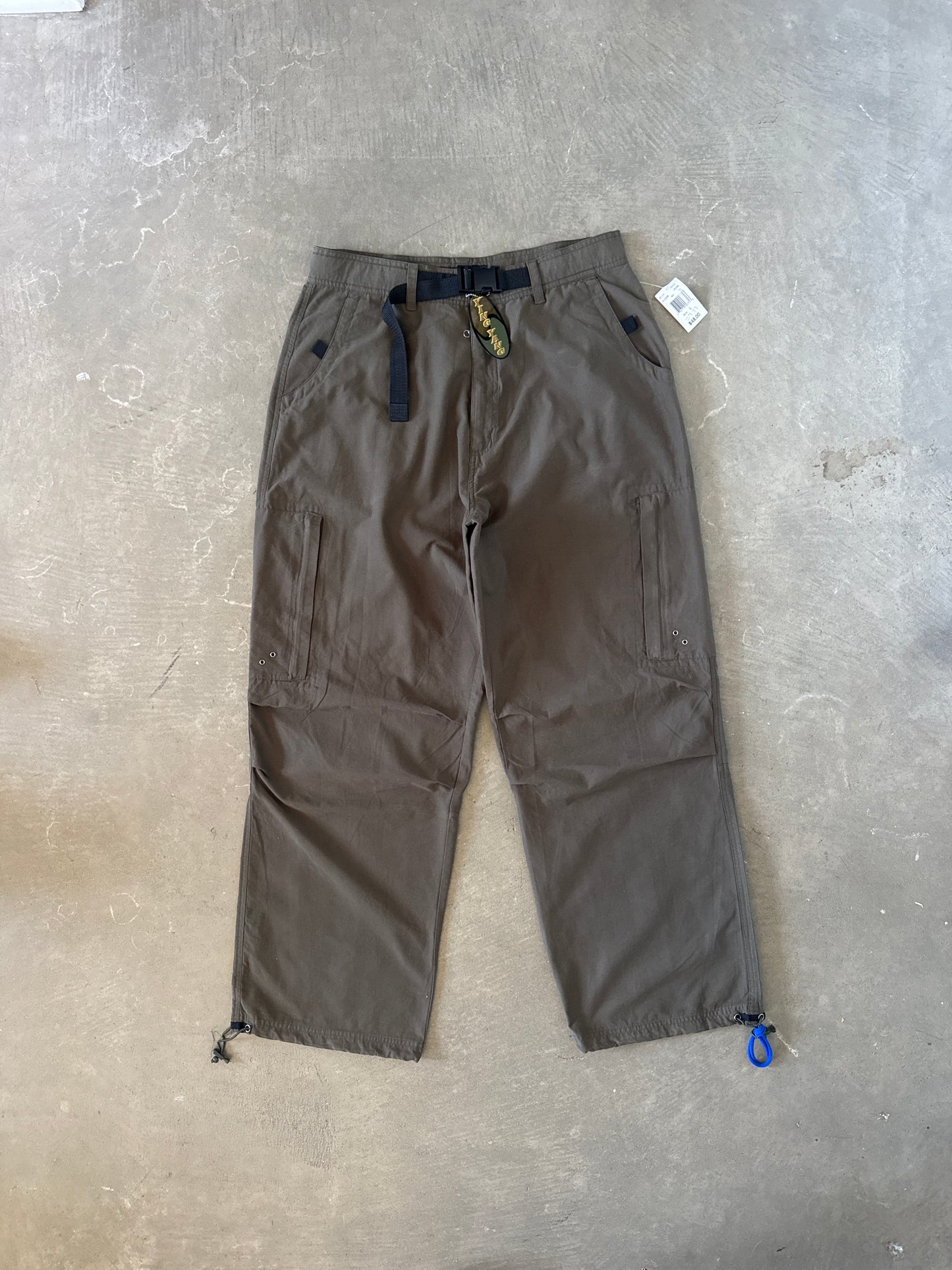 Vintage Y2K Ying Yang Baggy Olive Green Hiking Pants