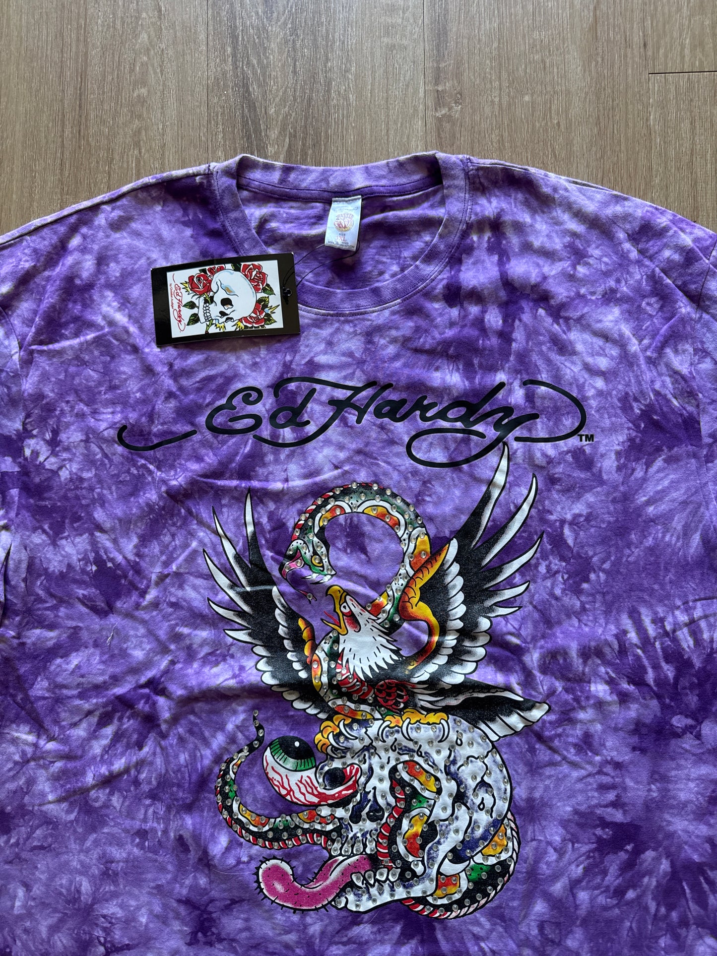 Ed Hardy Eagle Skull Snake Tie Dye Tee