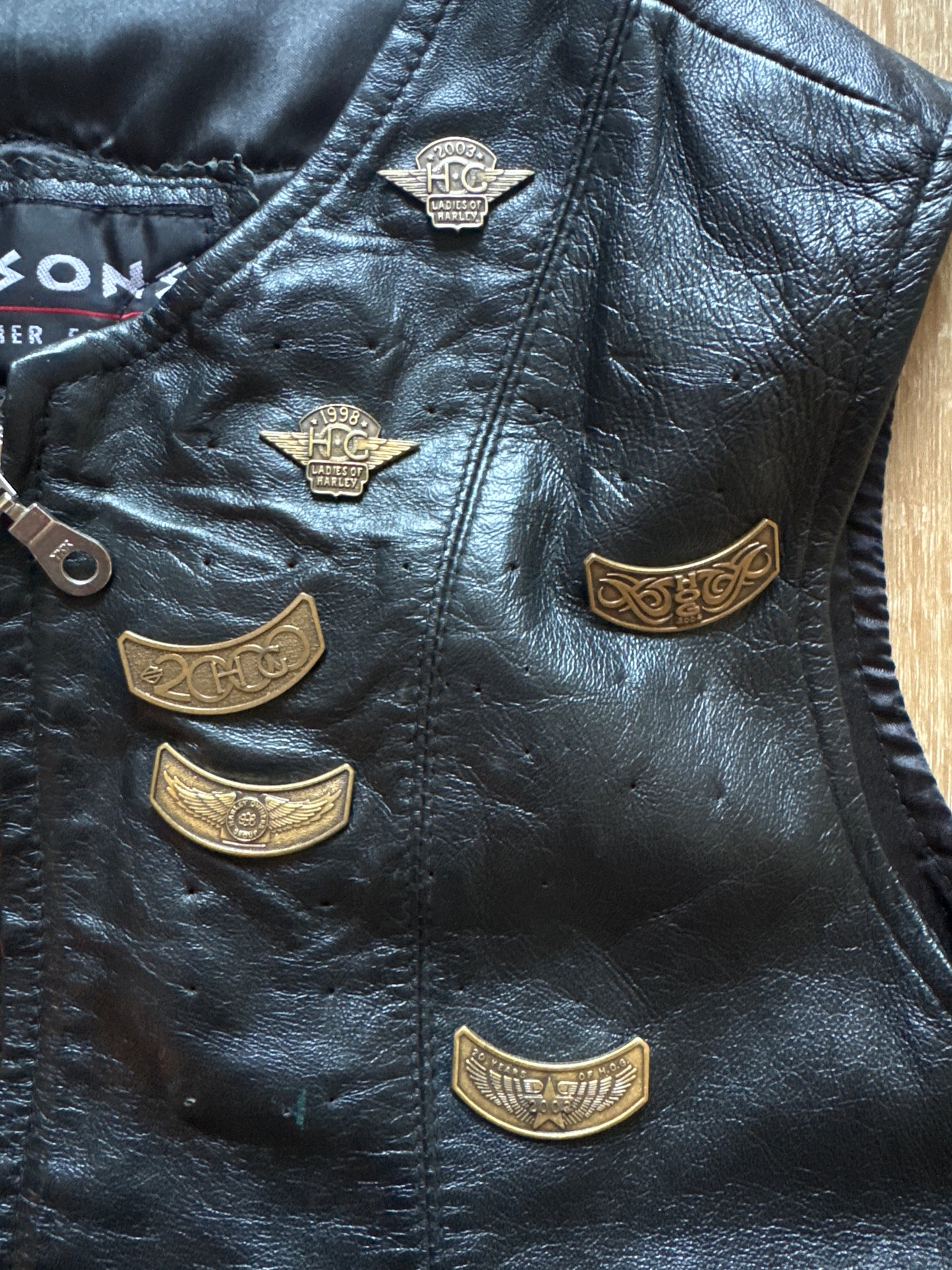 Vintage Wilson The Leather Experts Ladies Of Harley Davidson Patch Leather Vest