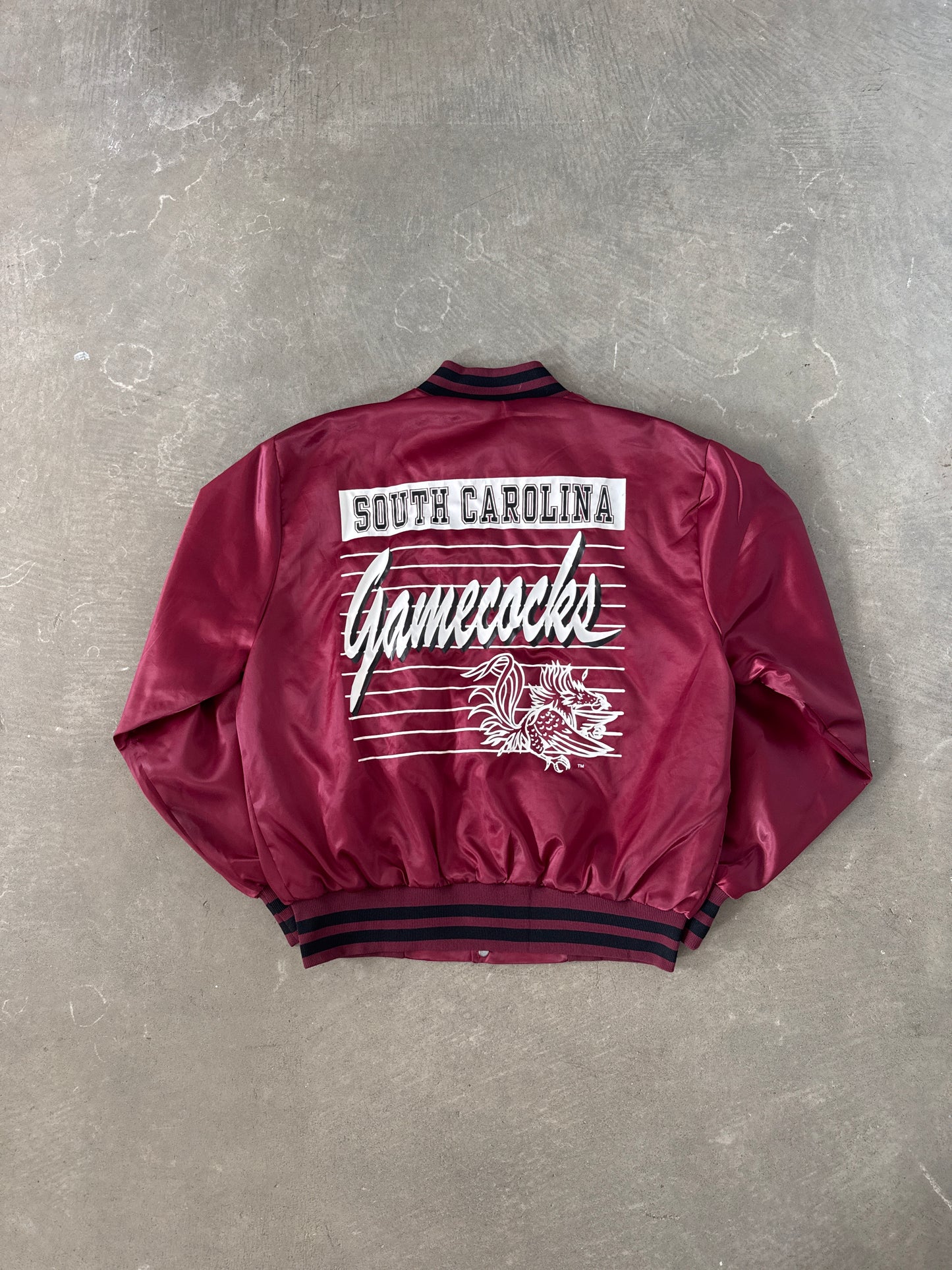 Vintage 80s Front Row University Of South Carolina Gamecocks Satin Jacket