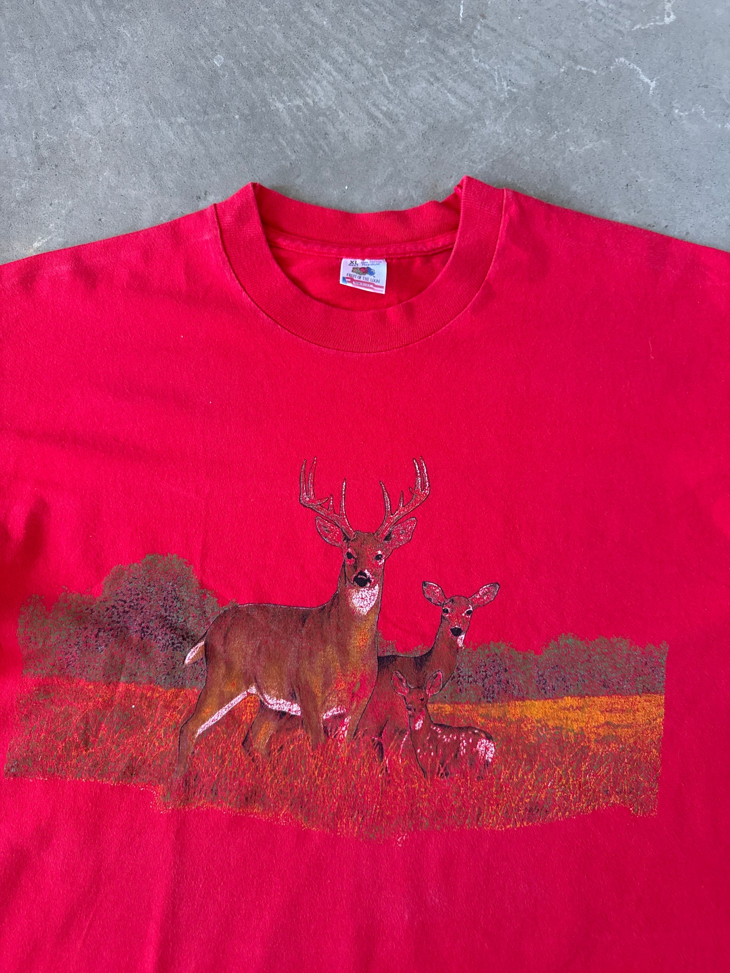 Vintage 90s Wildlife Deer Family Tee