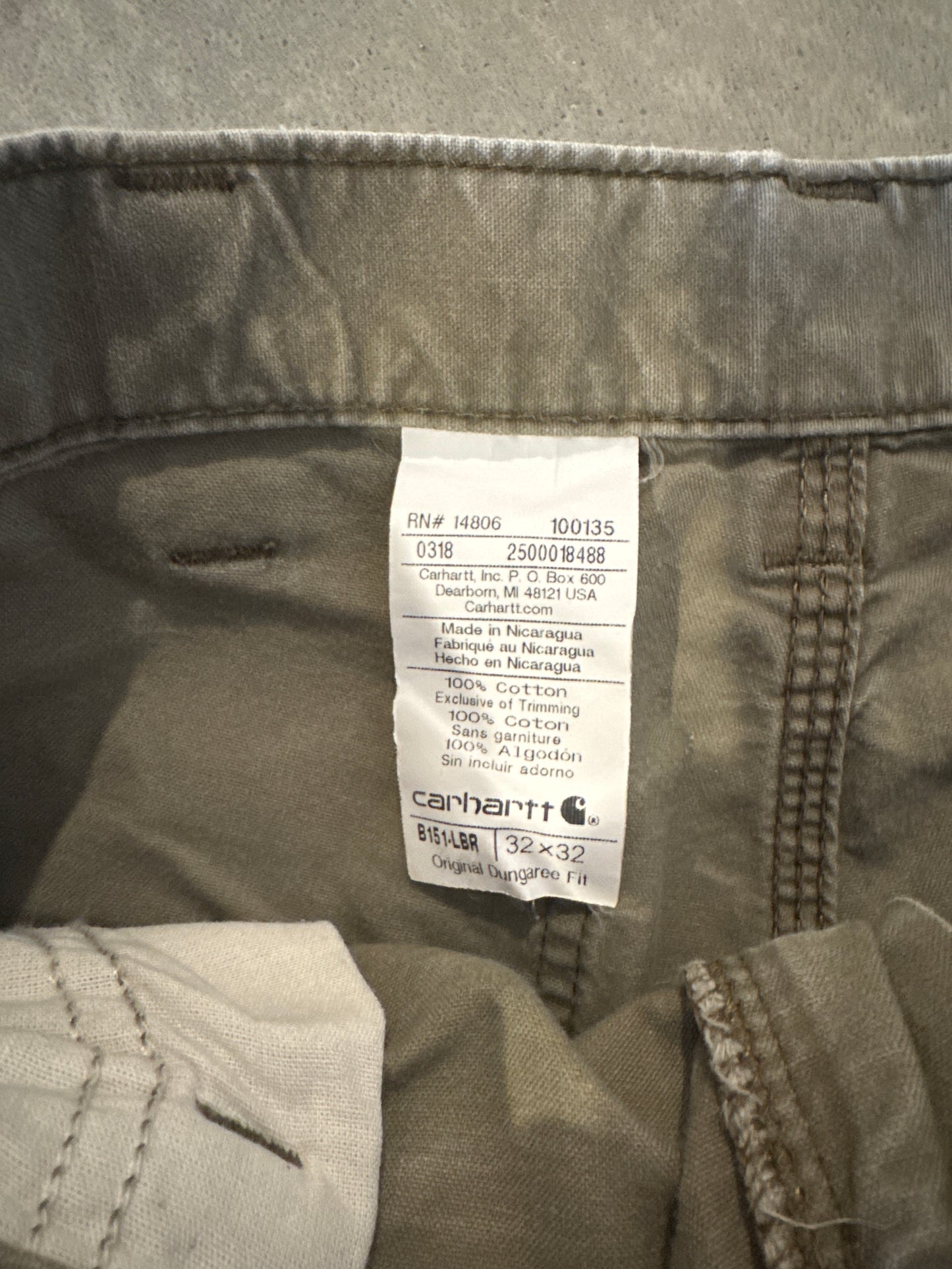 Carhartt Original Dungaree Fit Dark Tan Carpenter Pants