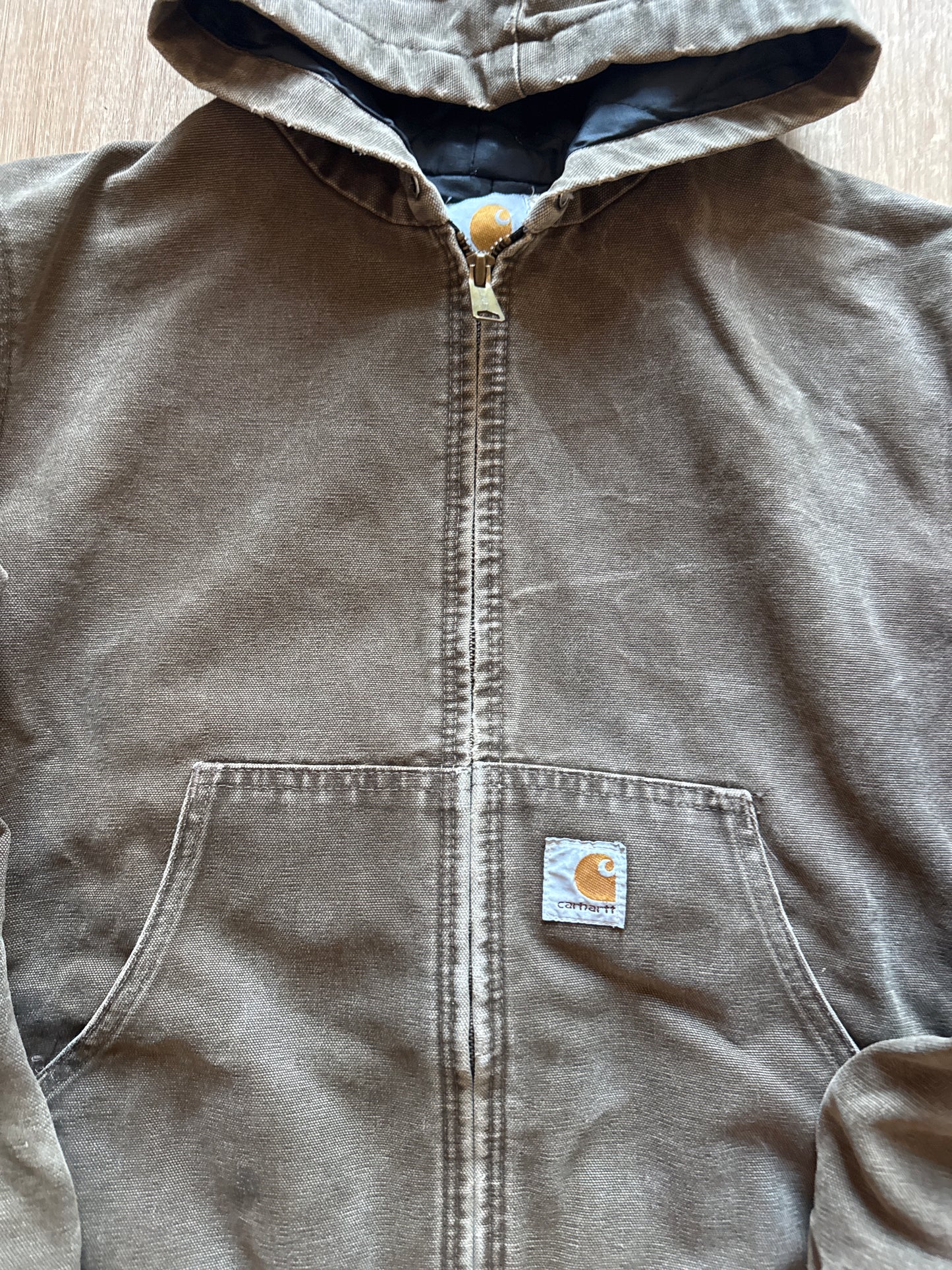 Vintage Youth Carhartt Brown Distressed Faded Work Jacket