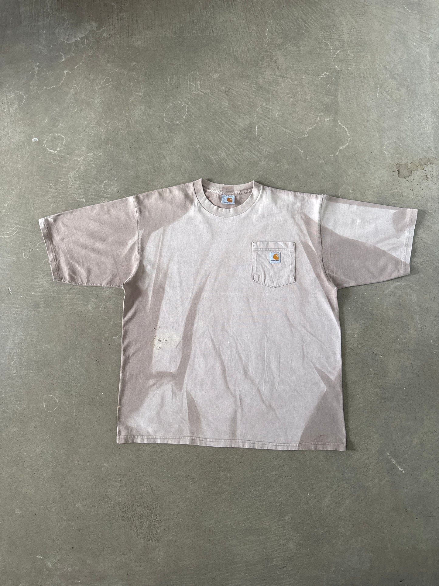Vintage 90s Carhartt Sun Faded Tan Logo Pocket Tee