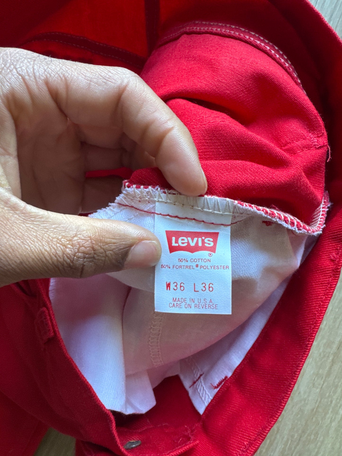 Vintage 1989 Levi’s 505 Red Over-dyed Denim Jean