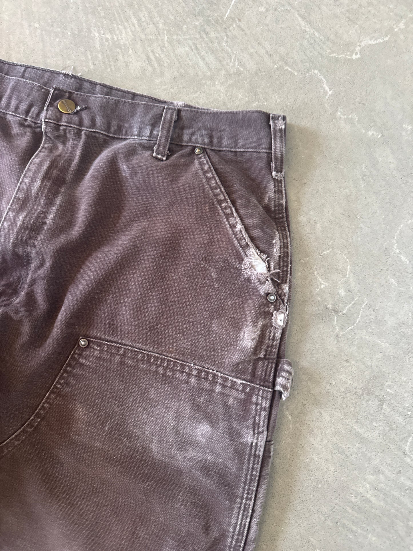Vintage Carhartt Distressed Faded Brown Double Knee Cut Off Shorts