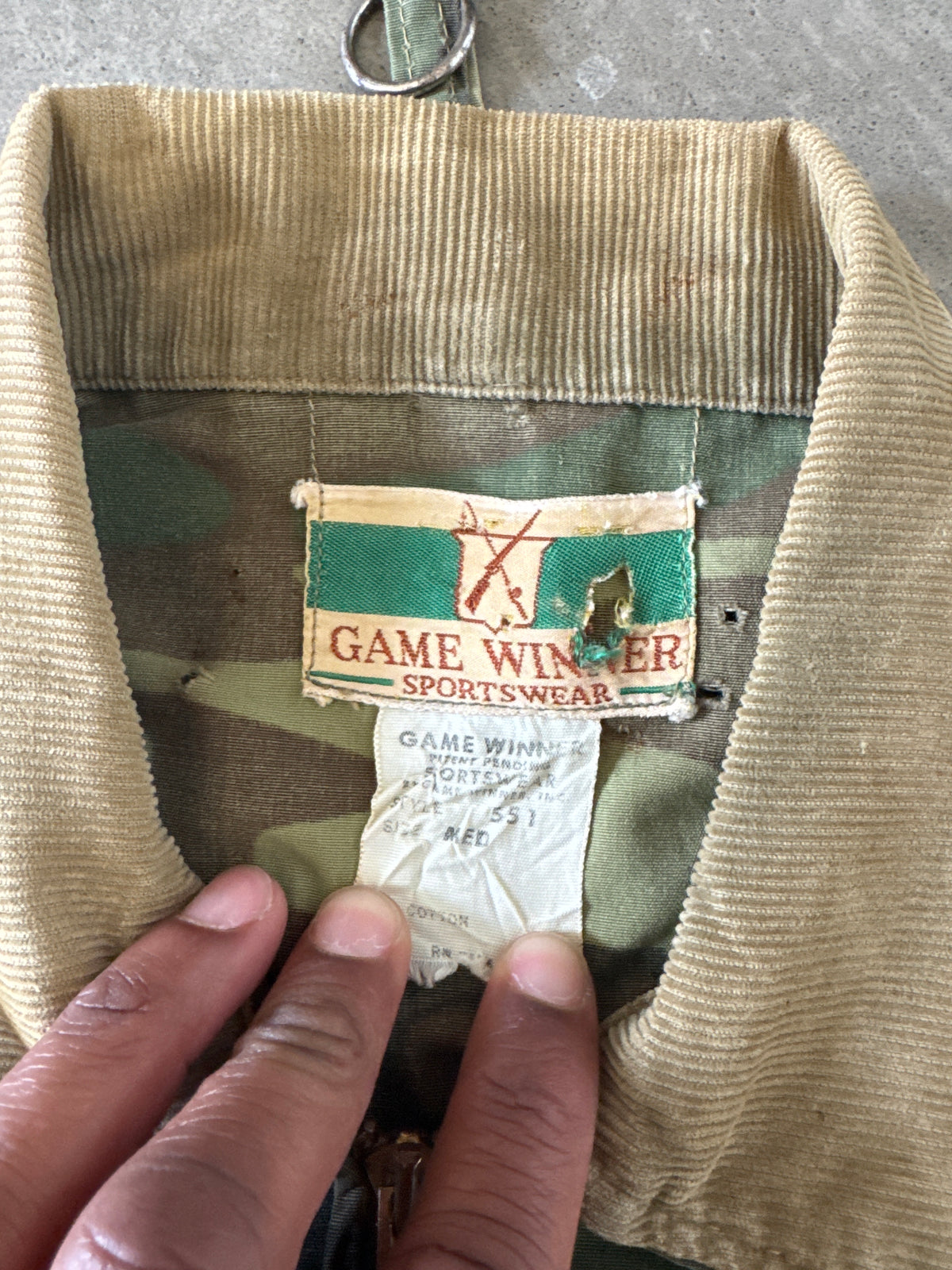 Vintage Game Winner Military Camo Cropped Multi Pocket Hunting Jacket