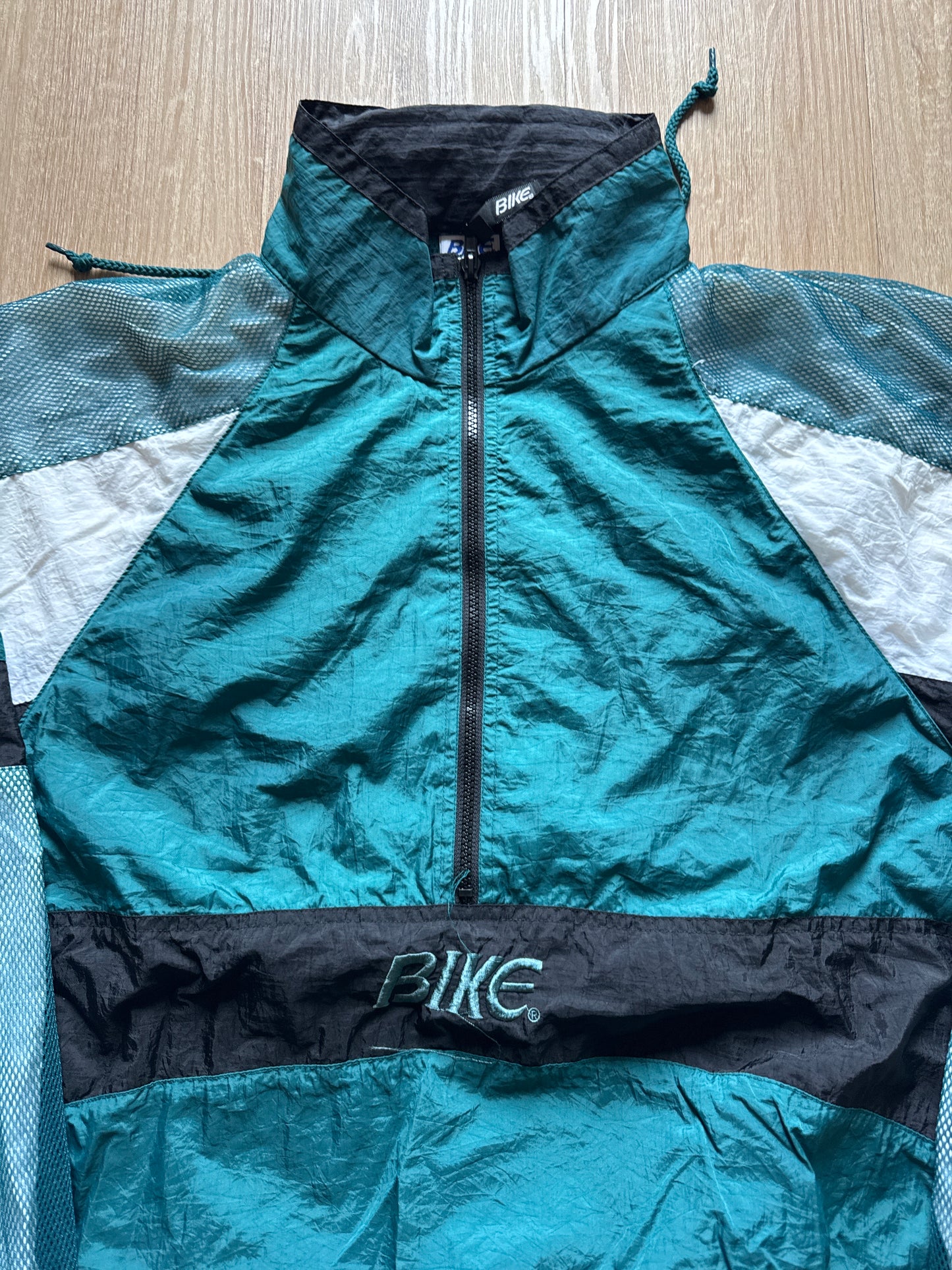 Vintage 90s Bike Hidden Hood Windbreaker Jacket