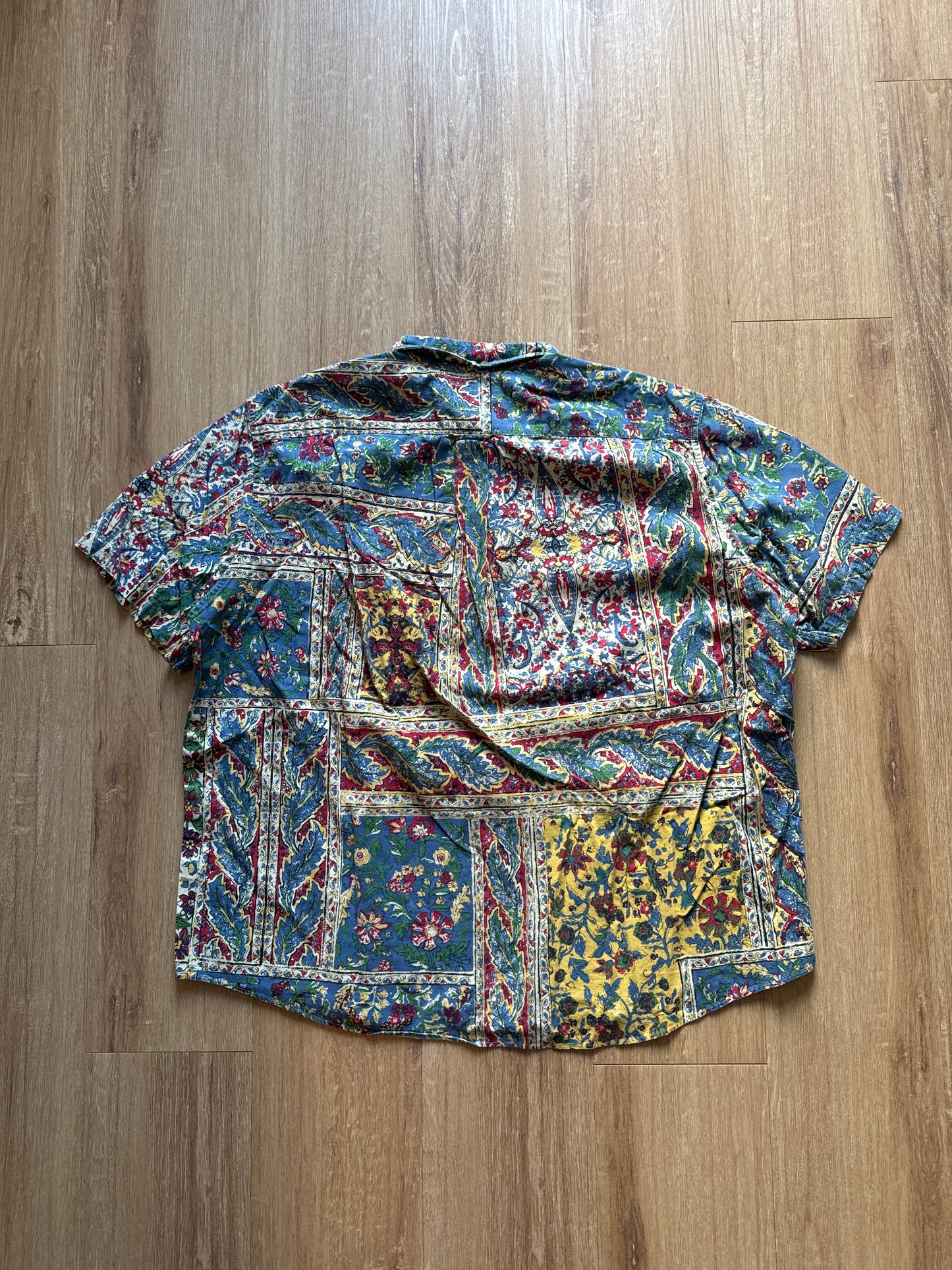 Vintage Polo Ralph Lauren Floral Psychedelic All Over Print Pocket Quater Button Up Short