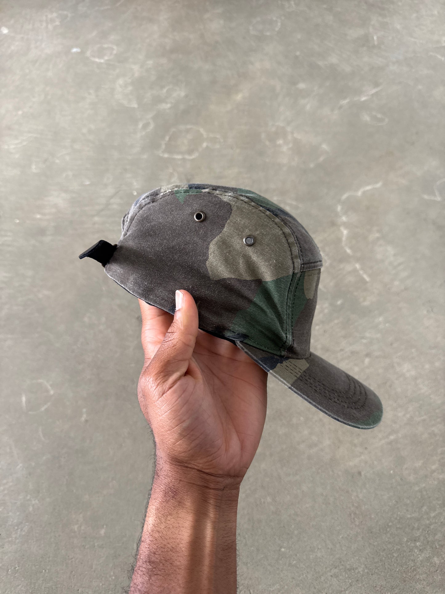 Vintage Military Camo 5-Panel Leather Strapback Hat