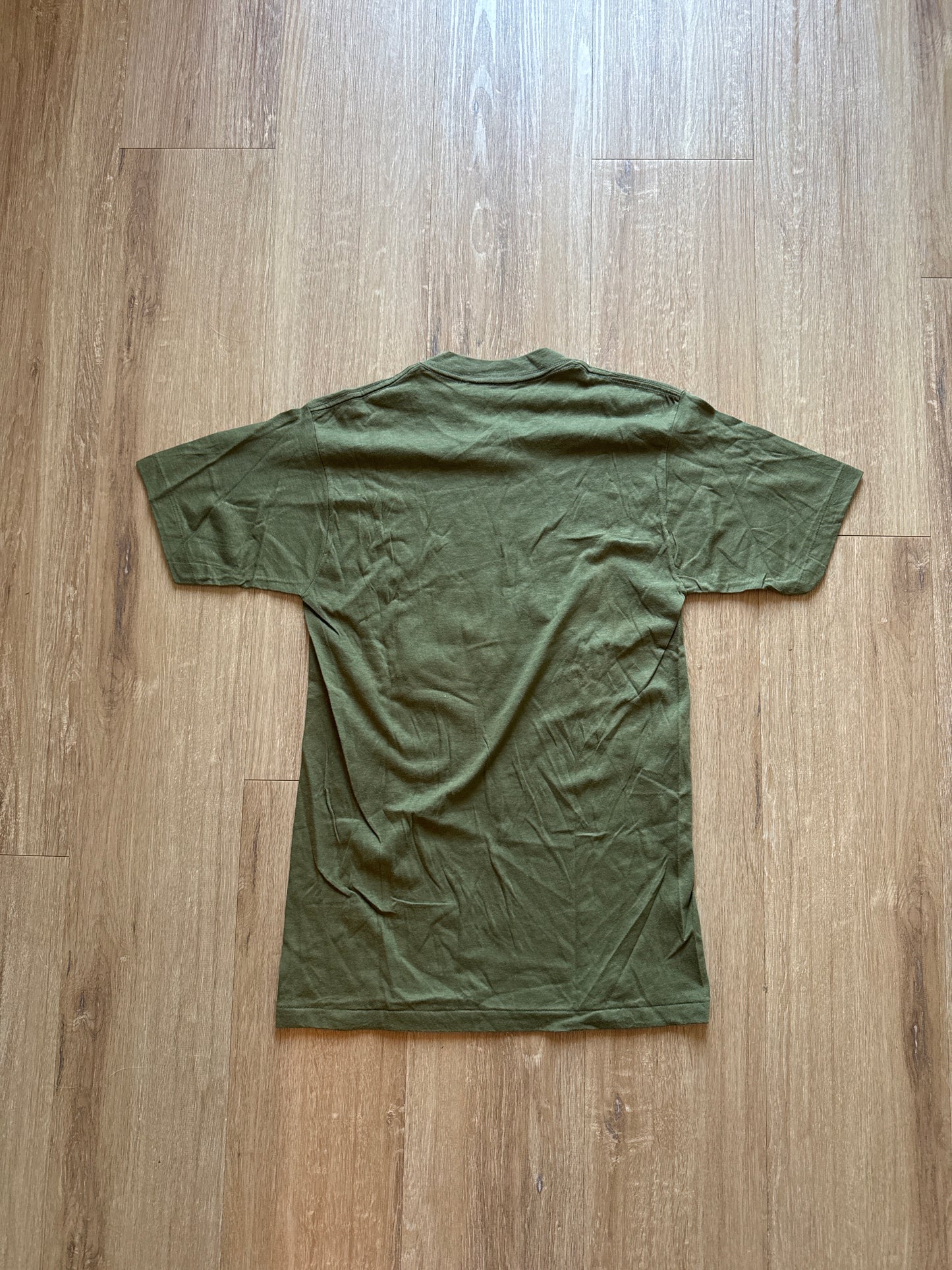 Vintage 1984 Youth Commando Military Design U.S. Army Fatigue Olive Green Tee