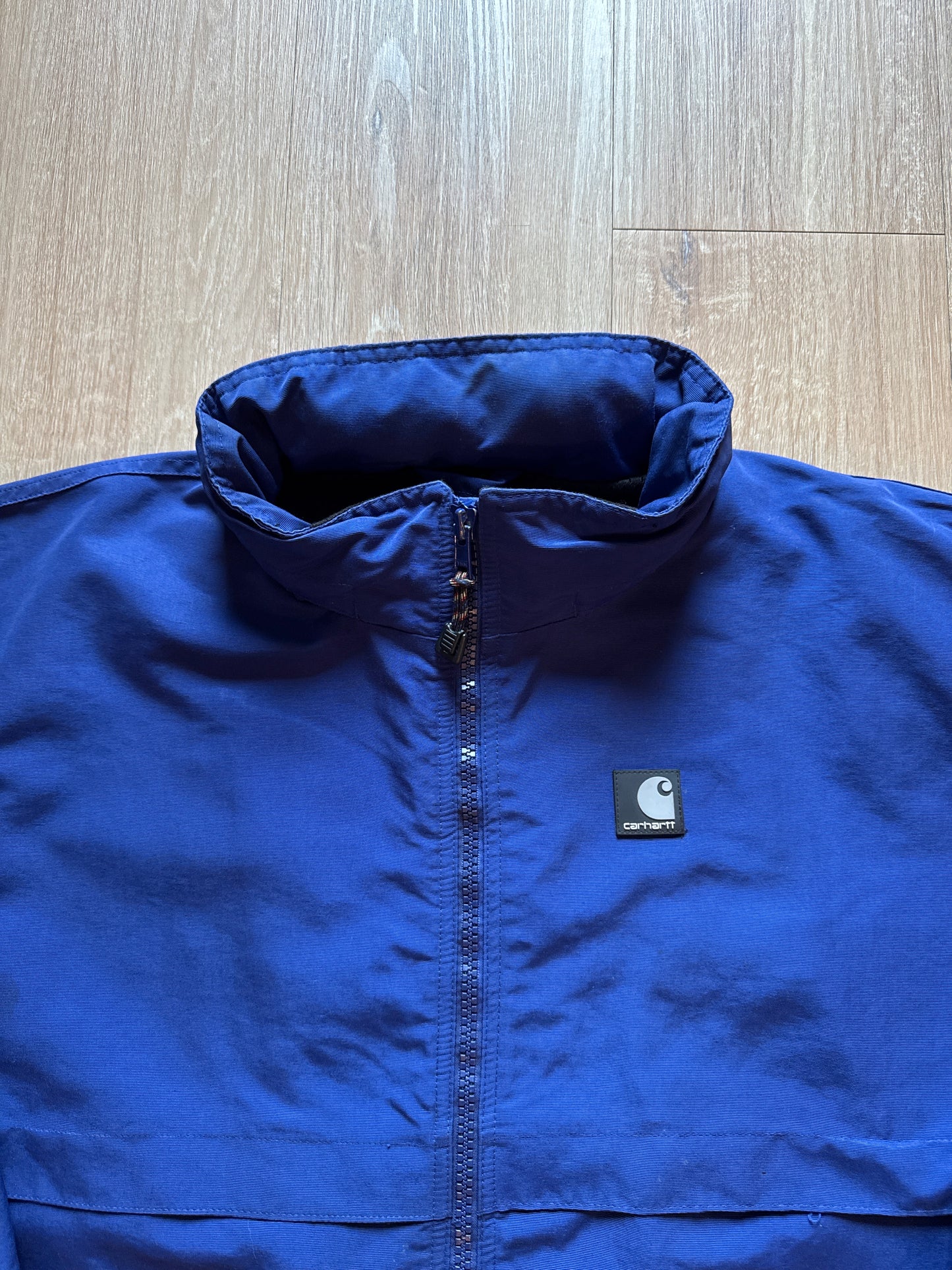 Carhartt Hooded Logo Blue Raincoat Jacket