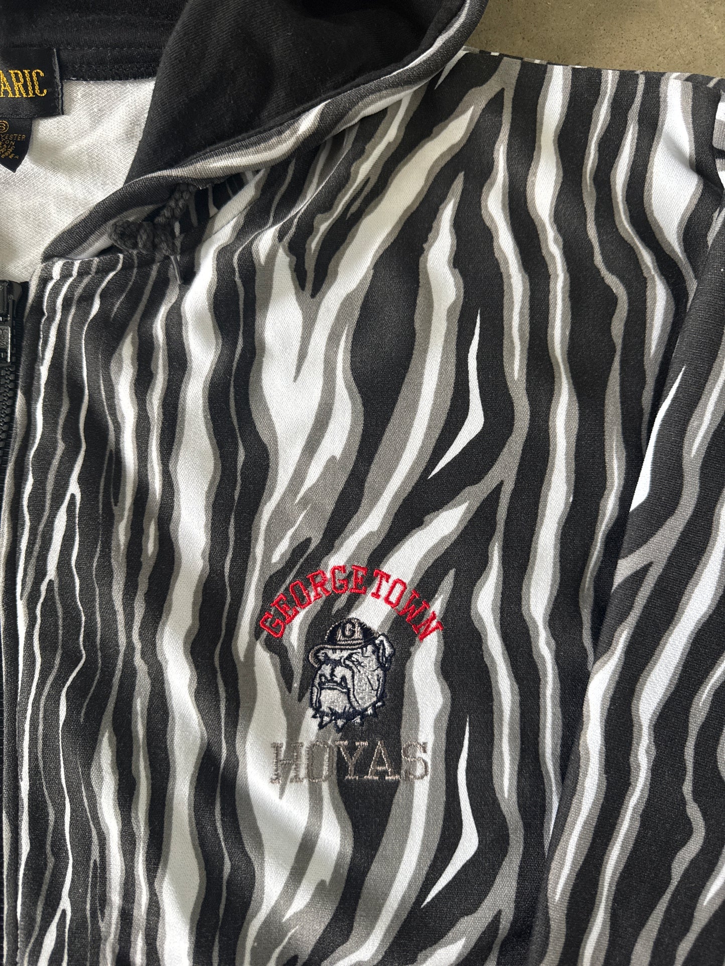 Vintage University Of Georgetown Hoyas Zebra Striped Hooded Zip Up