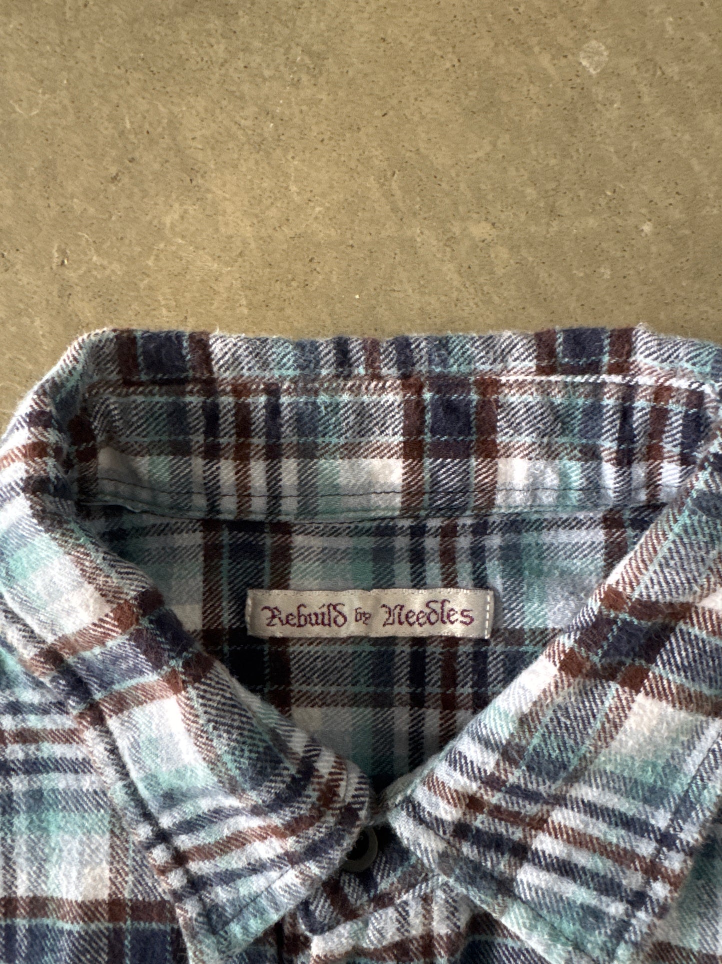 Needles Rebuild By Needles 7 Cut Reworked Flannel Button Up Shirt