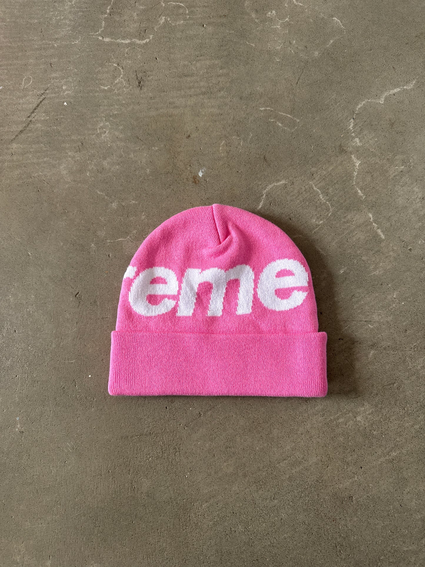 Supreme Big Logo Pink Beanie
