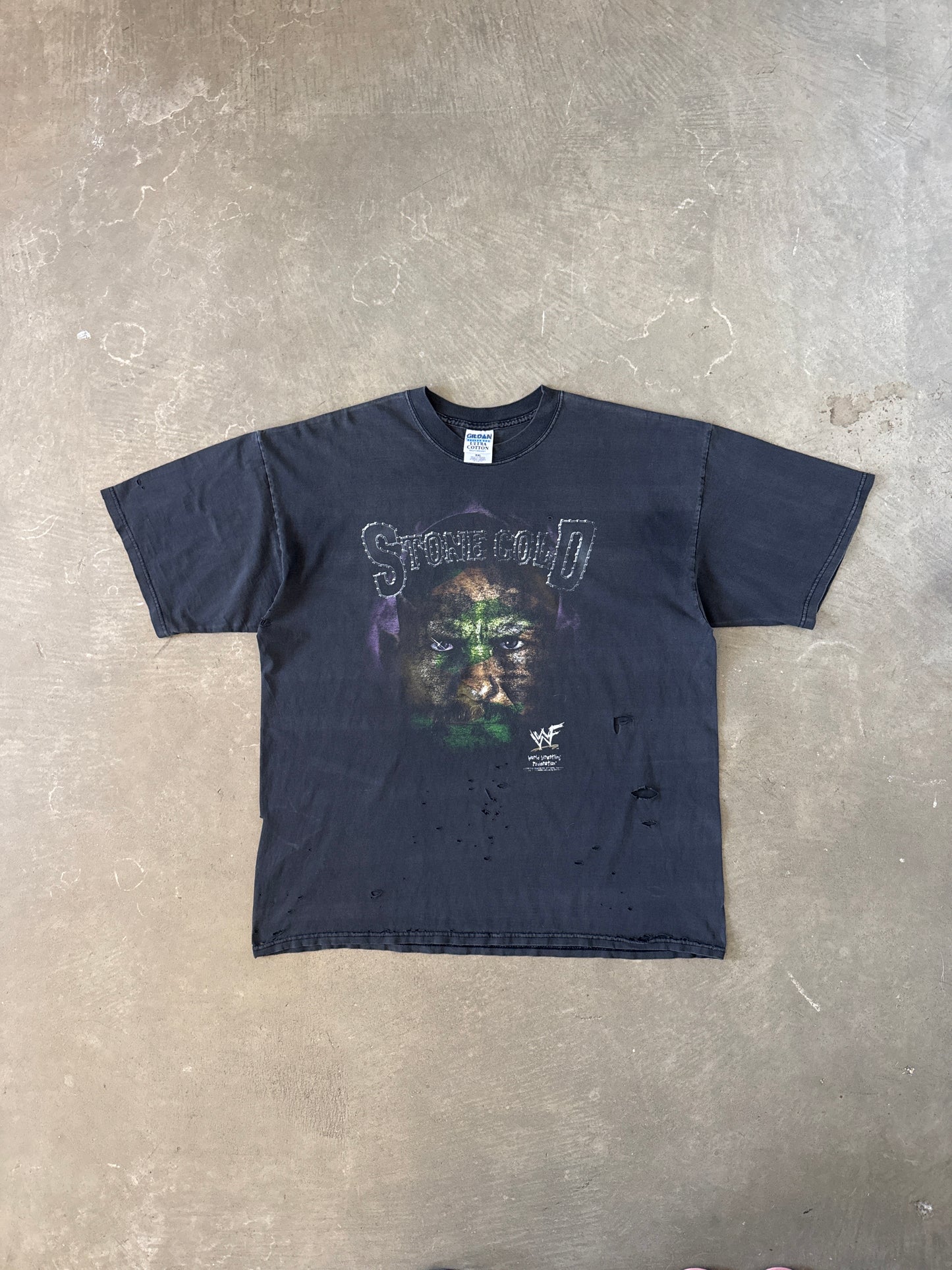 Vintage WWF 1998 Stone Cold Steve Austin Camo Face Distressed Tee