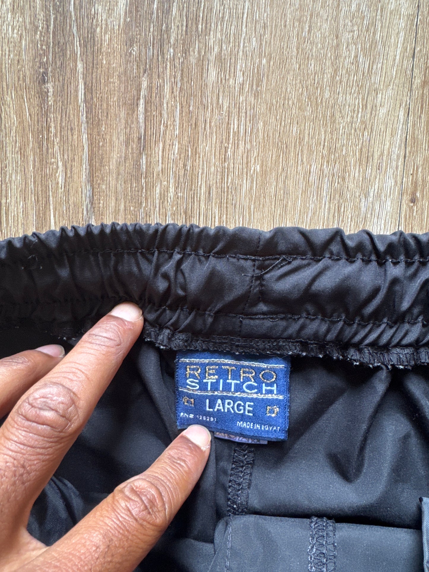 Retro Stitch Black Nylon Cargo Shorts