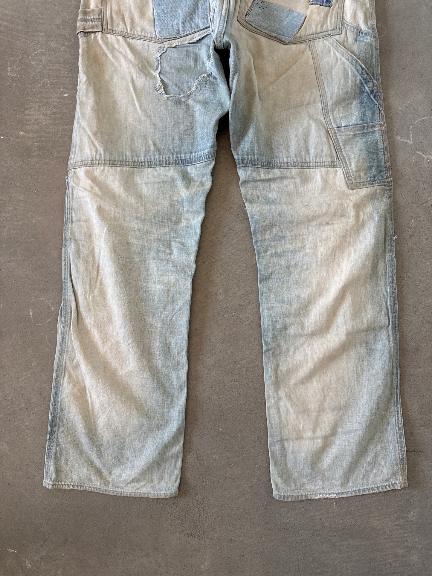 RRL by Polo Ralph Lauren Indigo Distressed Patchwork Selvedge Denim Jeans