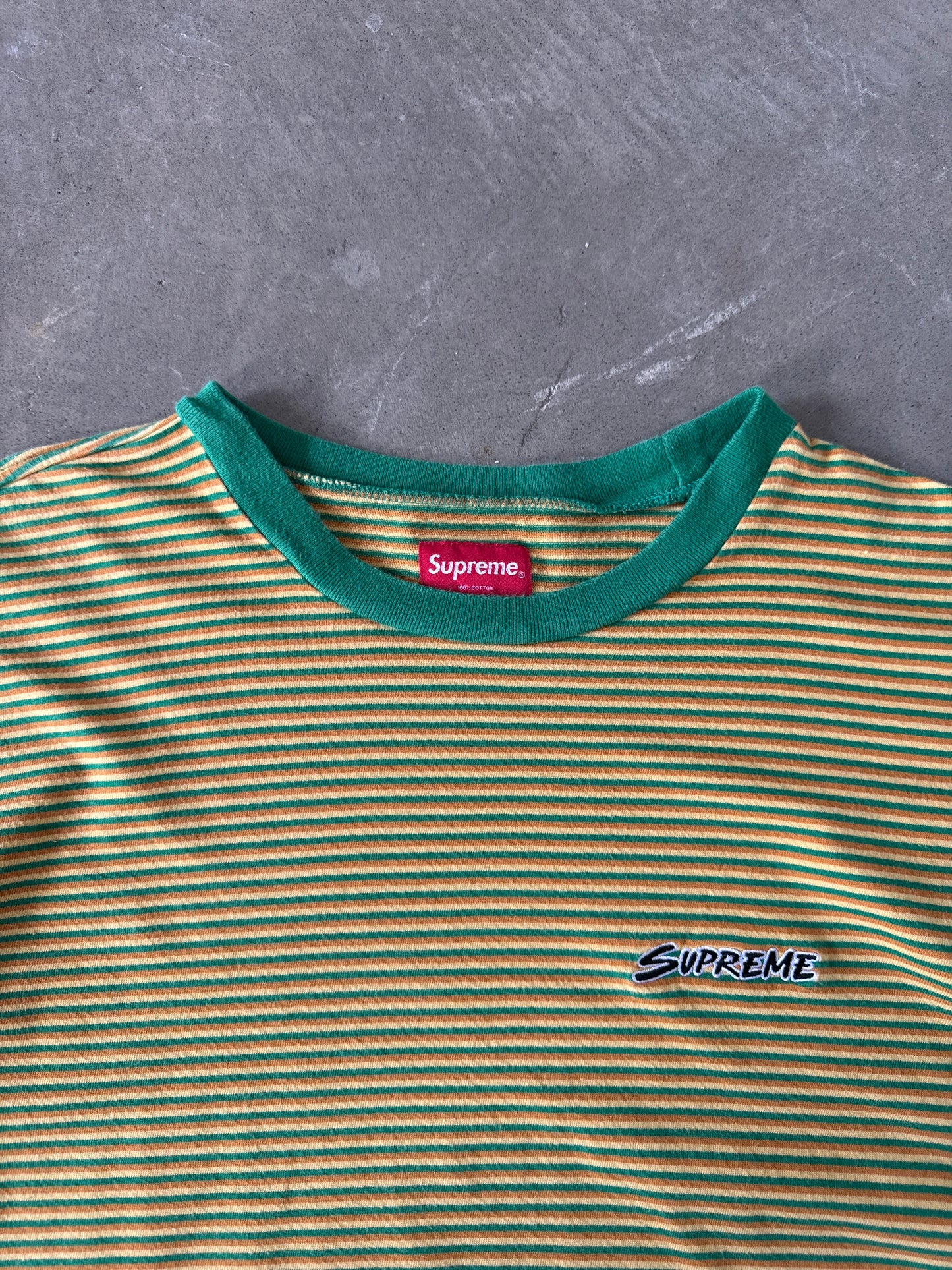Supreme Multi Stripe Yellow Green Tee