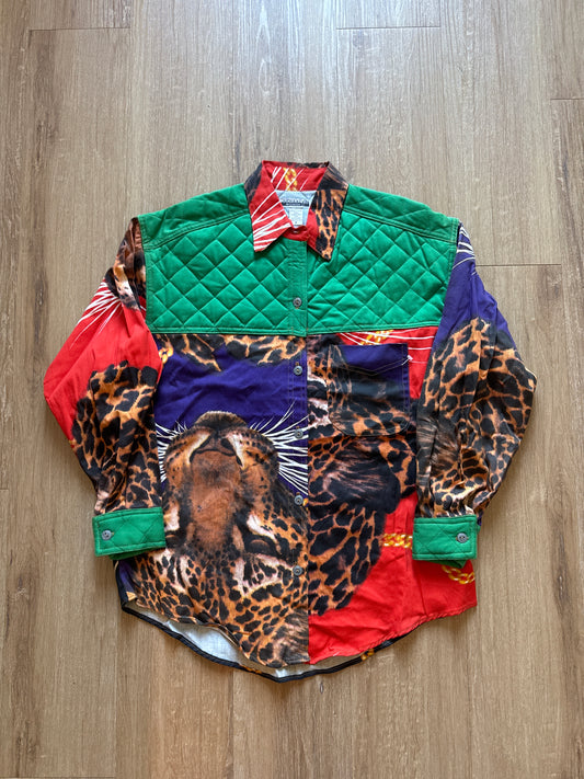 Vintage 90s Judy & Kevin Cross Color Colorblock Fresh Prince Style Button Up Shirt