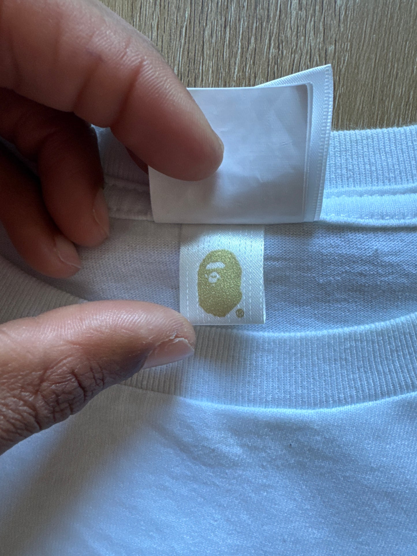 A Bathing Ape Bape Burberry Check By Bathing White Beige Tee