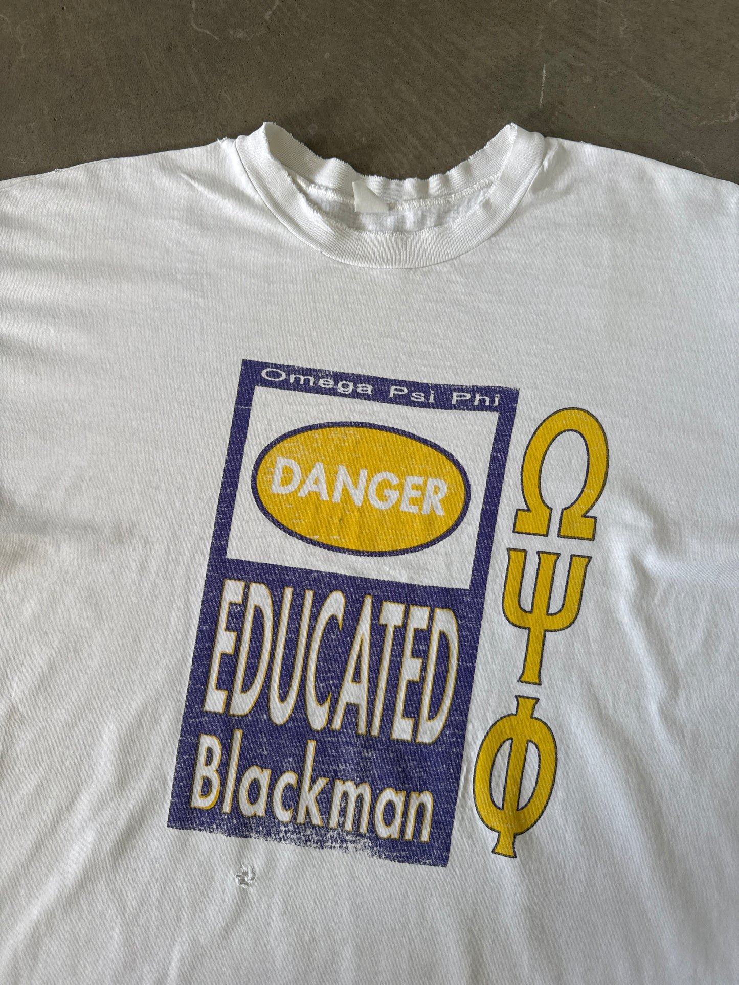 Vintage 90s Omega Psi Ph Educated Blackman Greek Tee