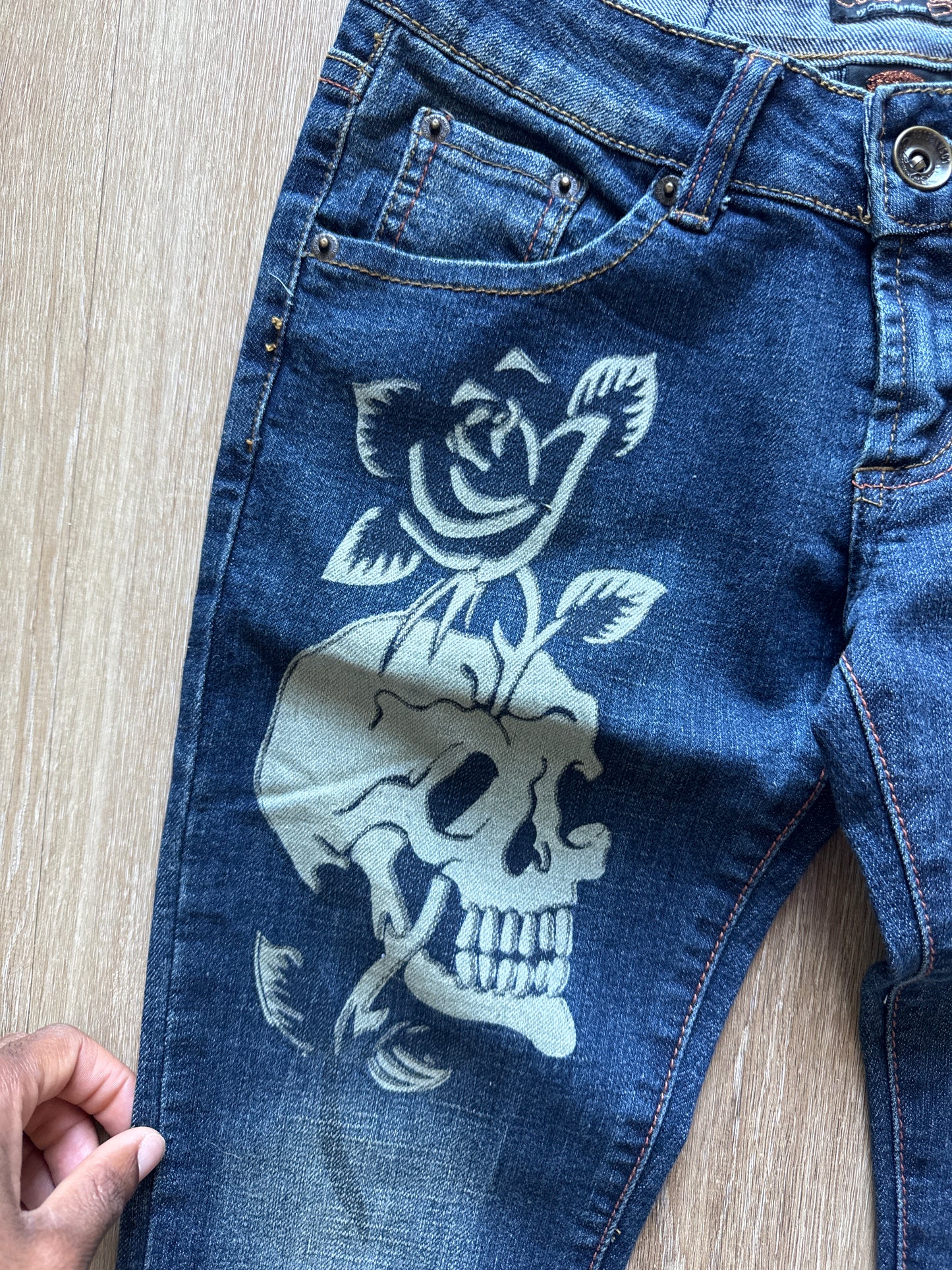 Y2K Ed Hardy Women’s Skulls Skeleton Rose Denim Jeans