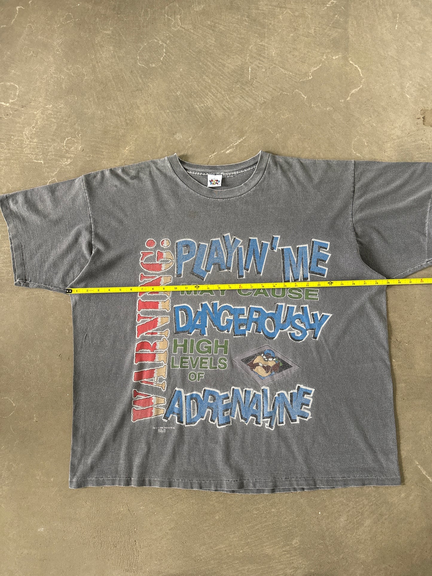 Vintage 1995 Looney Tunes Taz Tasmanian Devil Warning Boxy Fit Tee