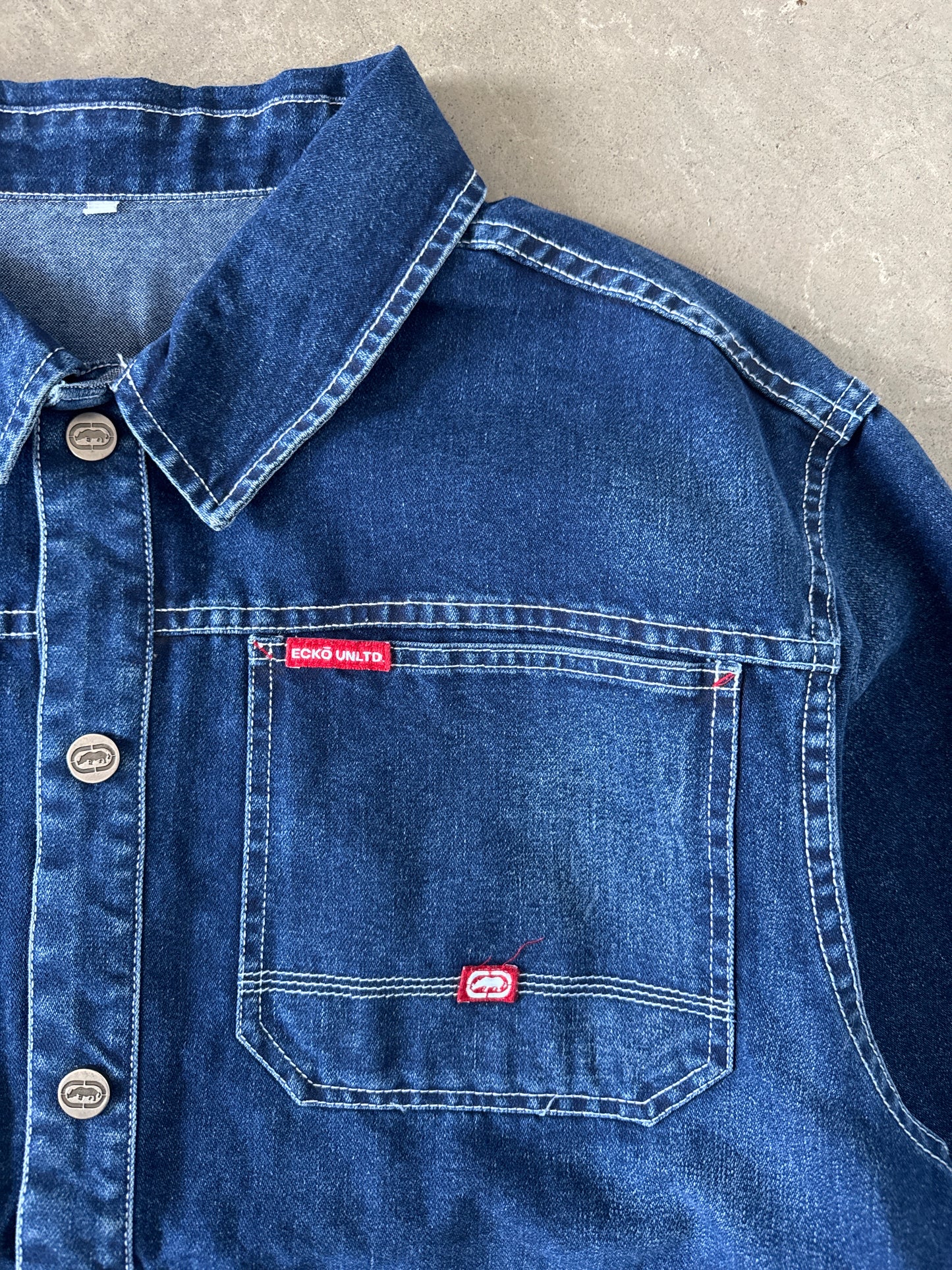 Vintage Y2K Ecko Unltd Reversible Trucker Denim Jean Jacket