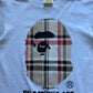 A Bathing Ape Bape Burberry Check By Bathing White Beige Tee
