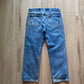 Vintage Distressed Paint Splatter Blue Denim Jeans