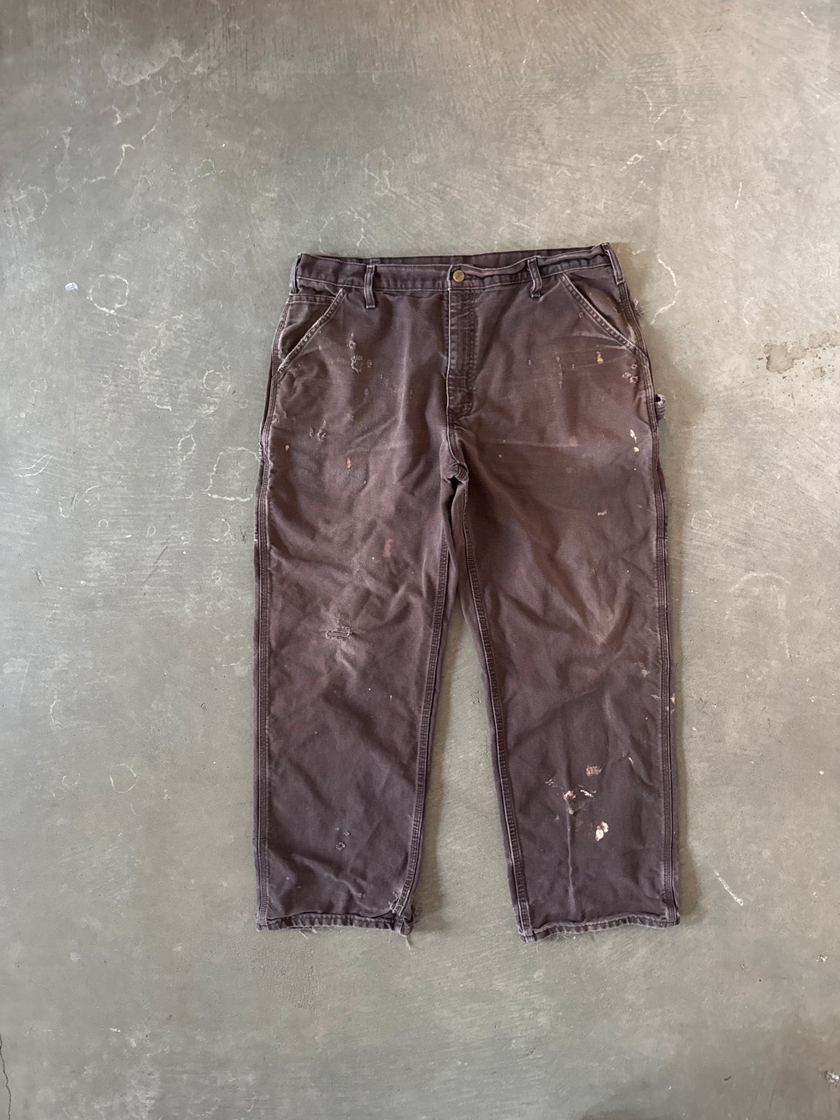 Vintage Carhartt Faded Distressed Brown Dungaree Fit Carpenter Pants