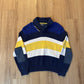 Vintage Polo Ralph Lauren Toggle Shawl Blue Navy Cotton Elbow-Patches Sweater
