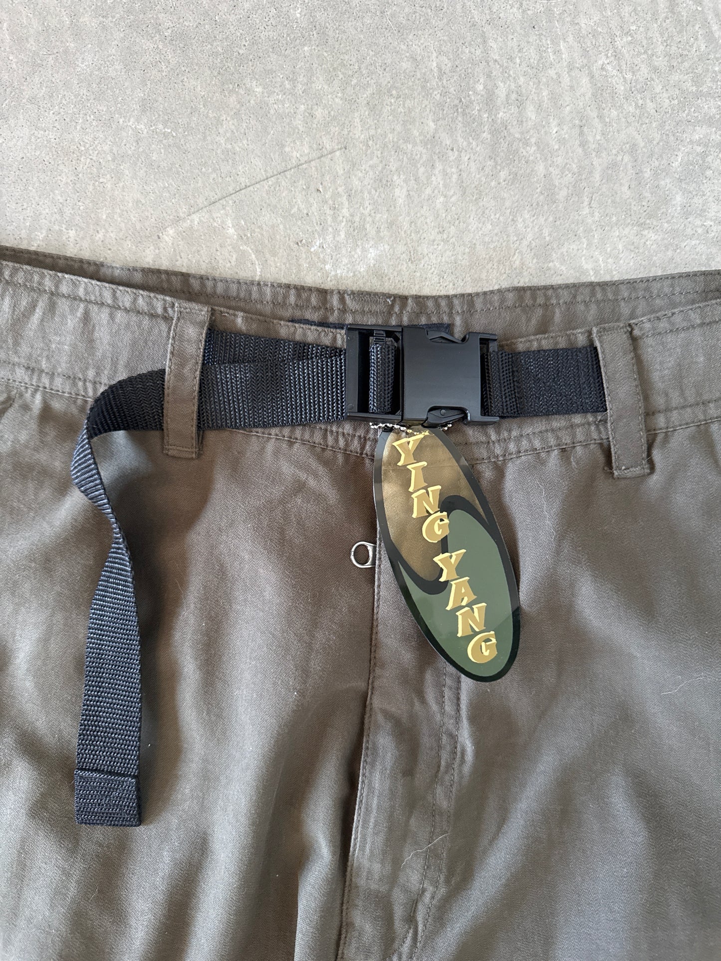 Vintage Y2K Ying Yang Baggy Olive Green Hiking Pants