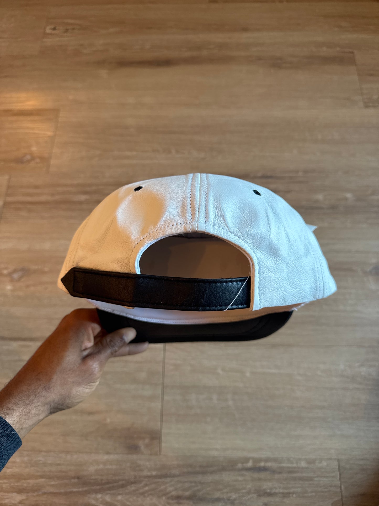 Vintage Logo 7 Carolina Panthers Leather Strap Back Hat