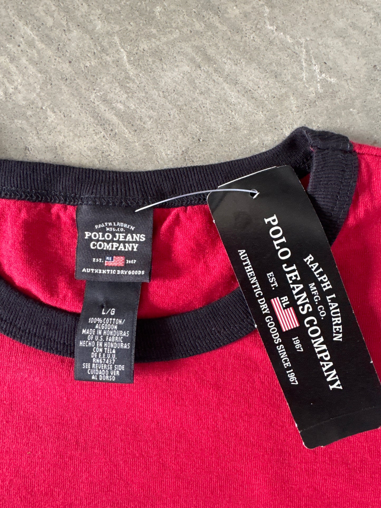 VINTAGE 90S RALPH LAUREN POLO JEANS CO. RINGER TEE