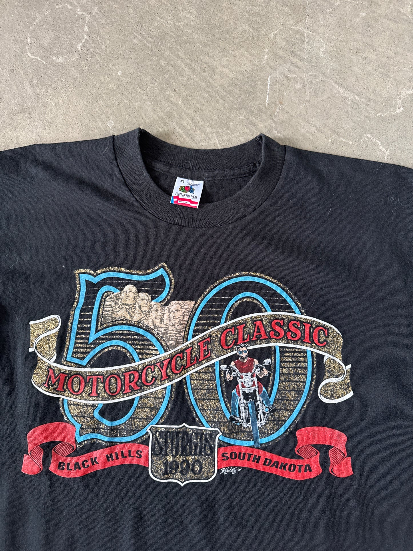 Vintage 1990 Sturgis Motorcycle Classic Black Hills South Dakota Tee