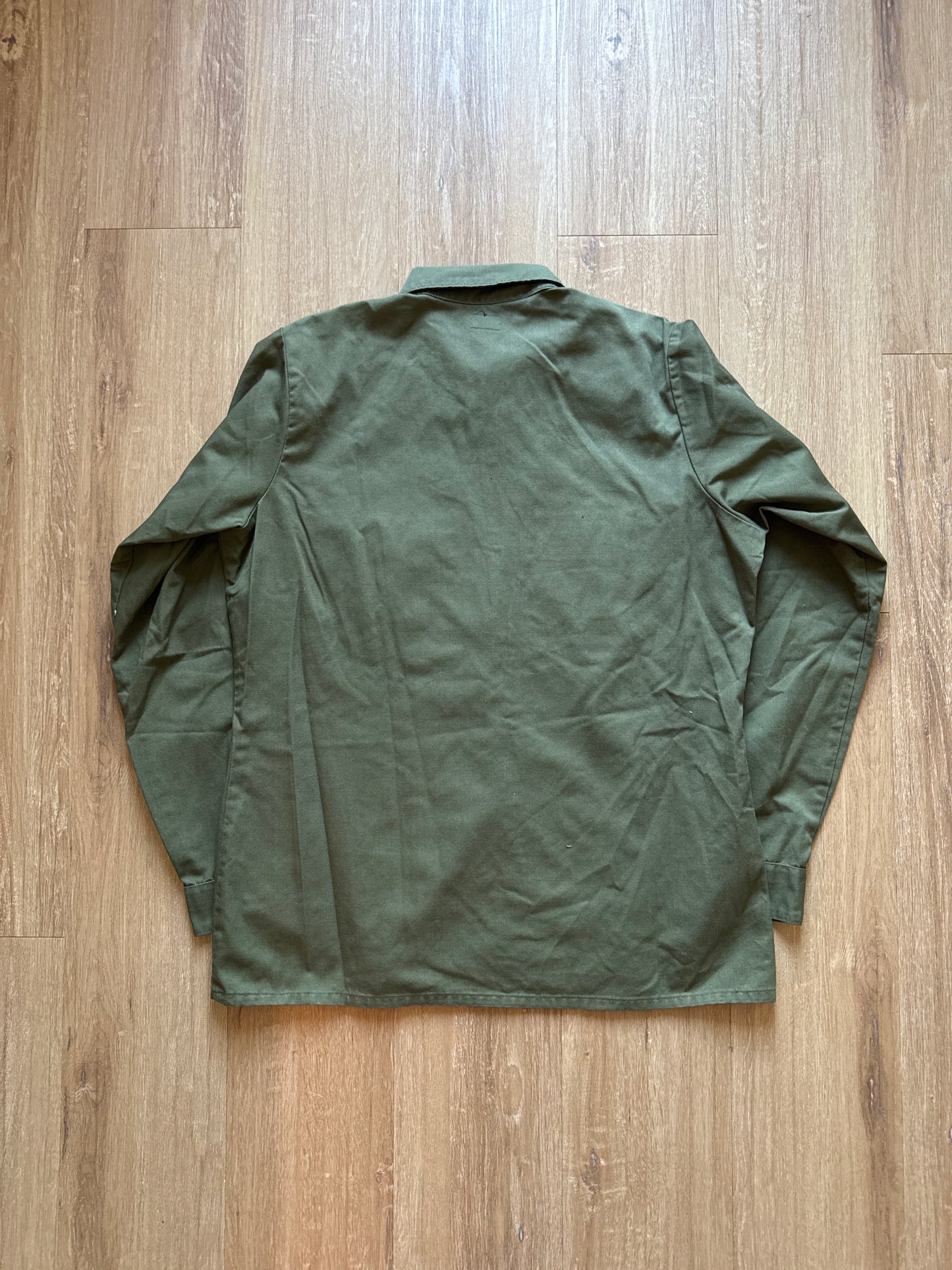 Vintage 60s 70s Vietnam War Era US Army OG-507 Utility Olive Green Button Up Shirt