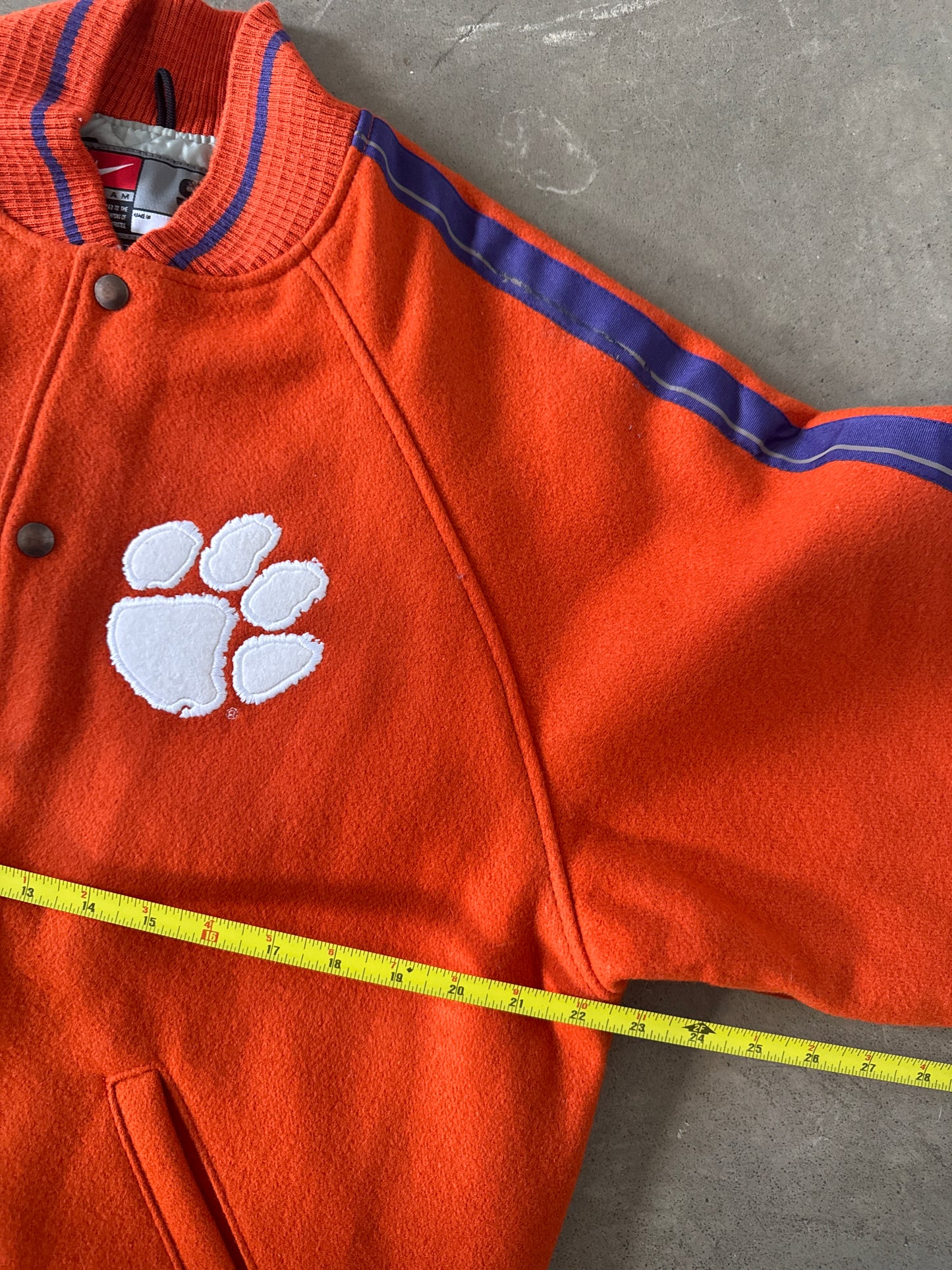 Vintage 90s Nike Clemson University Tigers Embroidered Varsity Jacket