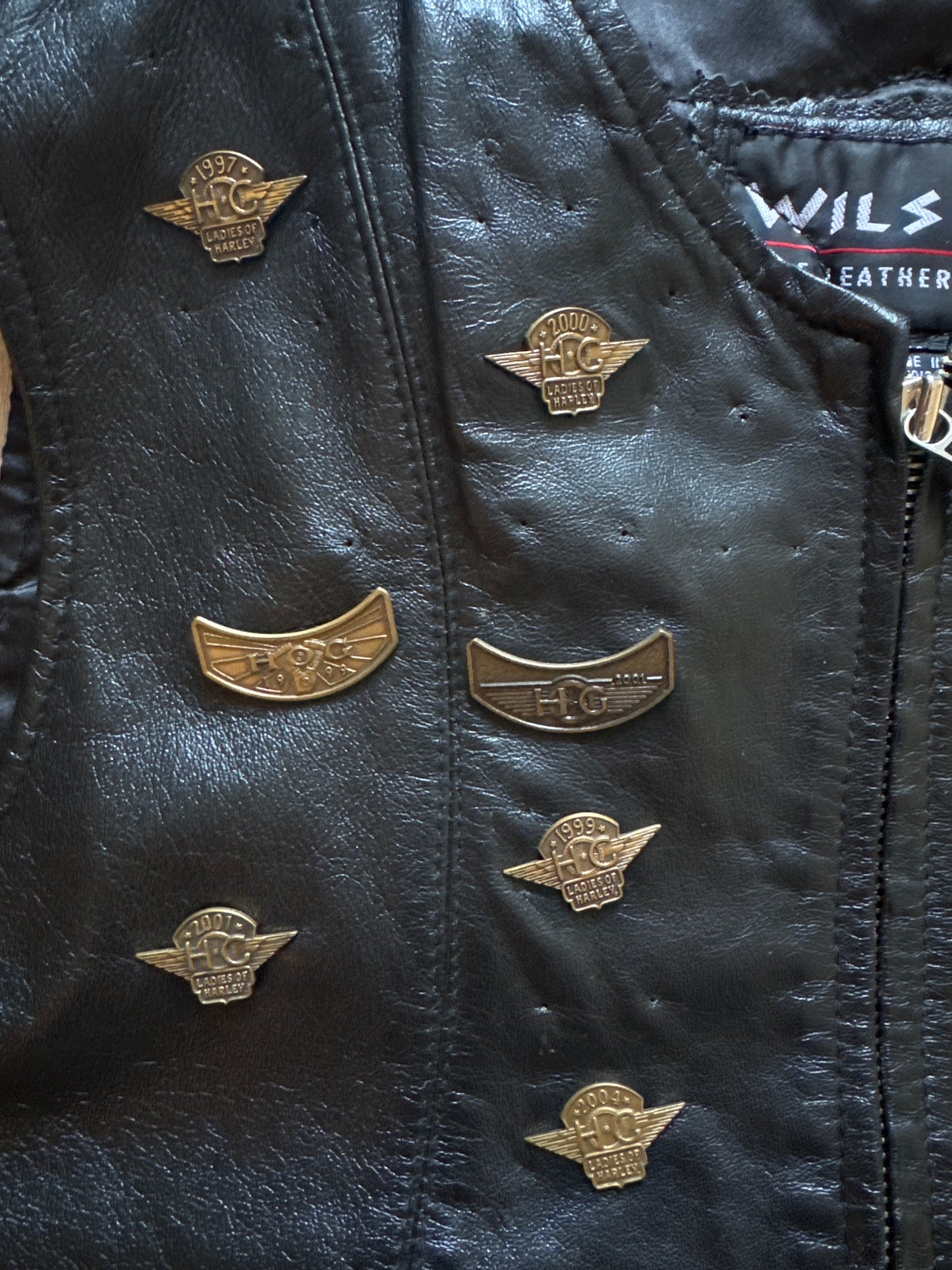 Vintage Wilson The Leather Experts Ladies Of Harley Davidson Patch Leather Vest